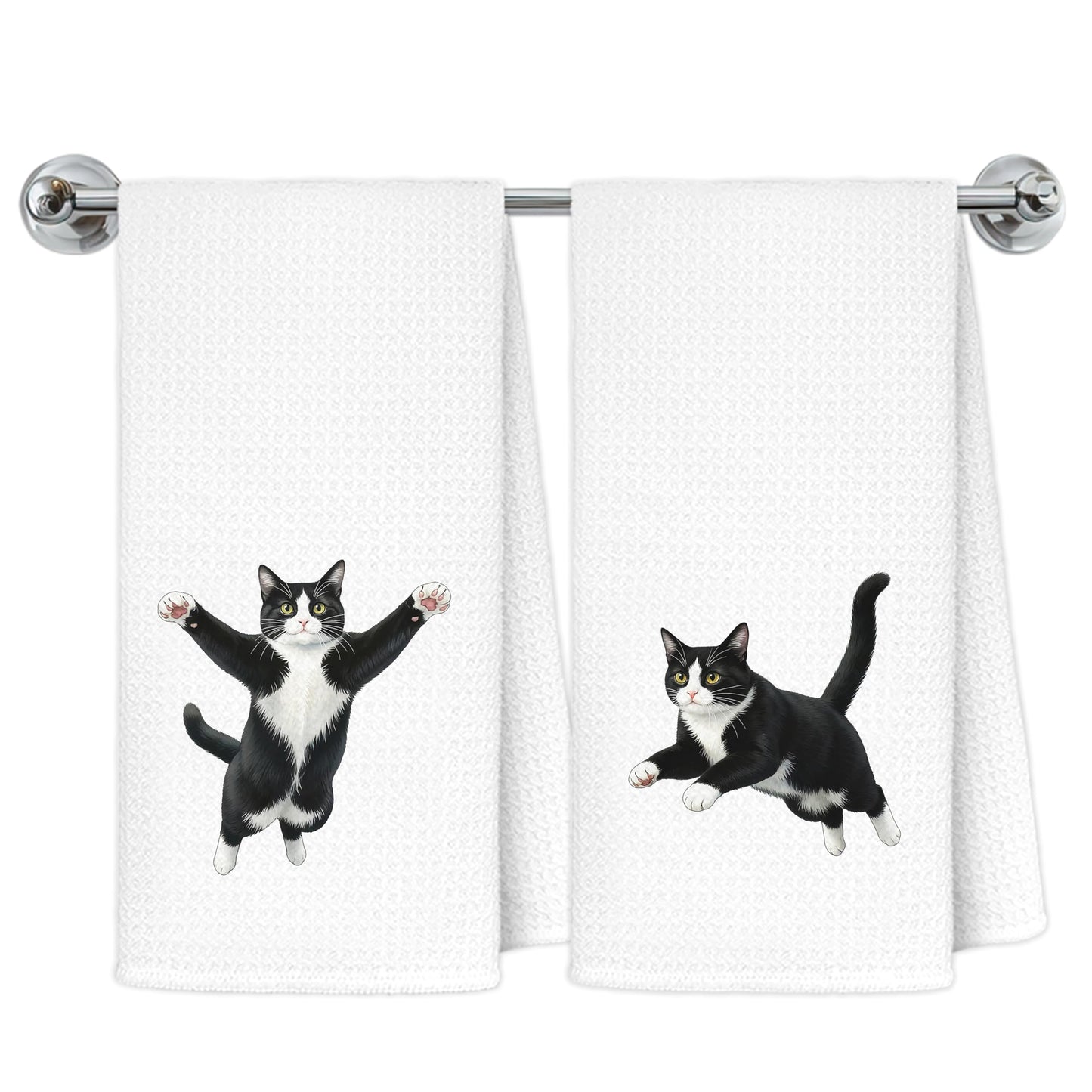 Blue and White Chinoiserie Orange Cat Bathroom Hand Towels, Orange Cat Gifts, Funny Oriental Kitty Decorative Hand Towels Bathroom Restroom Washroom Yoga Spa Zen Decor, 16x24 Inch BST326L
