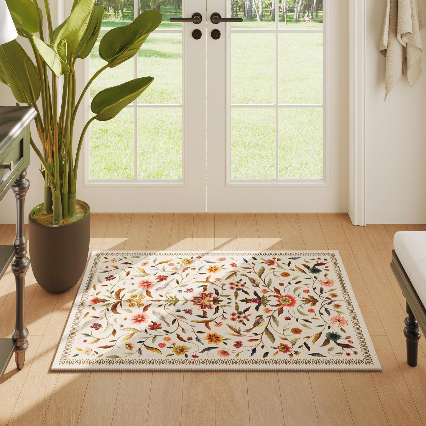 Vintage Medallion Floral Kitchen Runner 2x6, Machine Washable Rug, Soft Low Pile, Non-Slip Carpet for Hallways, Laundry, Bedroom, Bathroom, Entryway | Pink BST220