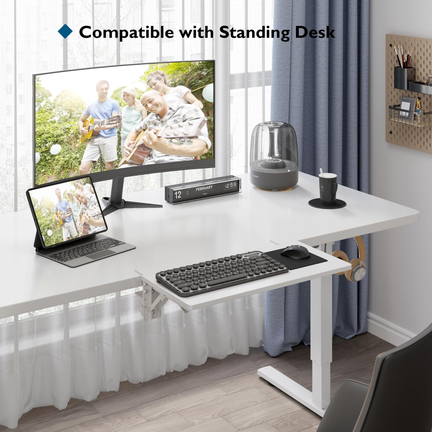 BONTEC Ergonomic Desk Extender Tray, 9.5"x9.1" Wrist Rest Shelf | 90°Foldable Elbow Support, Table Mount Arm, Clamp on Computer Arm Rest for Desk, Office & Home Use,Durable Easy to Install BST202