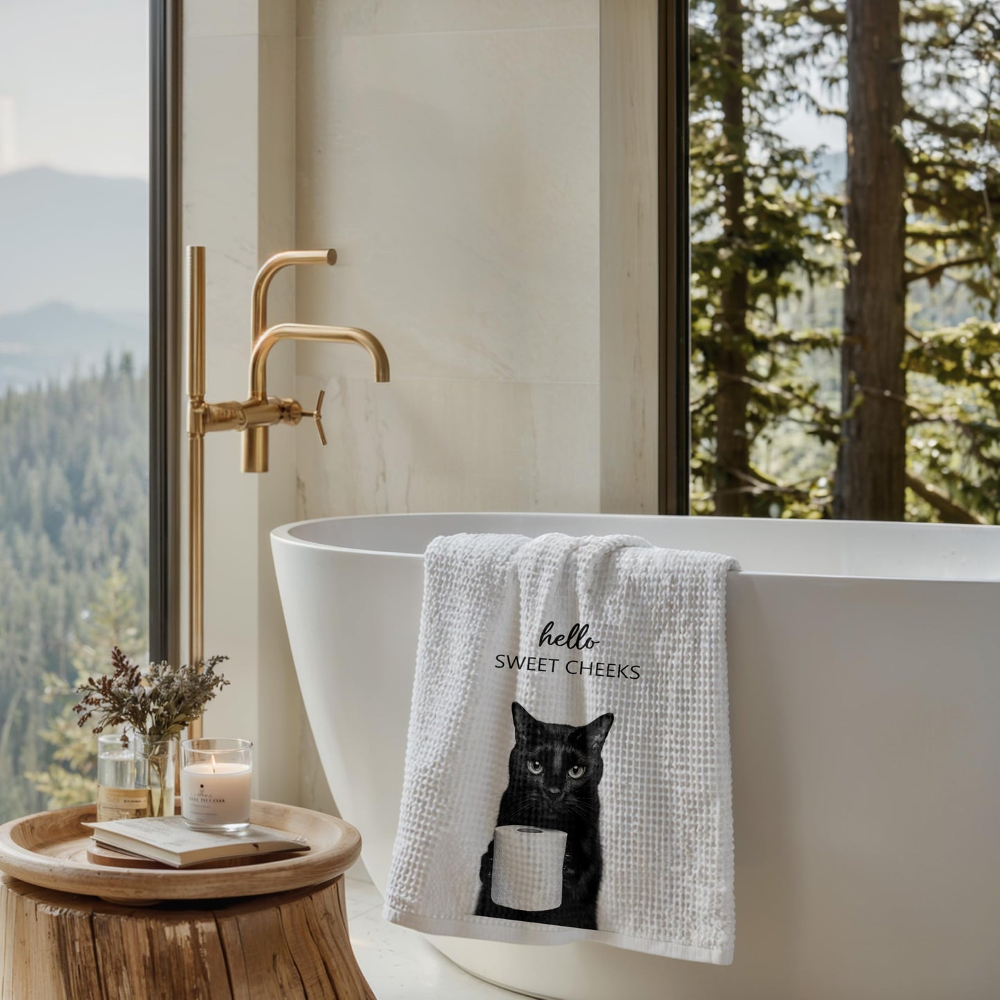 Funny Bear Bathroom Hand Towels Set of 2, Hello Sweet Bear Bathroom Decor, Funny Wild Animal Hand Towels for Washroom Restroom Decor, 16x24 Inch BST326L