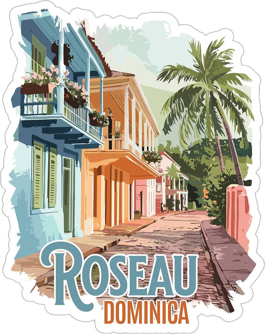 Roseau Dominica Sticker 4 Inch Waterproof Vinyl Decal ID44990 | Waterproof vinyl travel sticker for laptop, luggage & bottle – souvenir gift for travelers & adventure seekers BST220