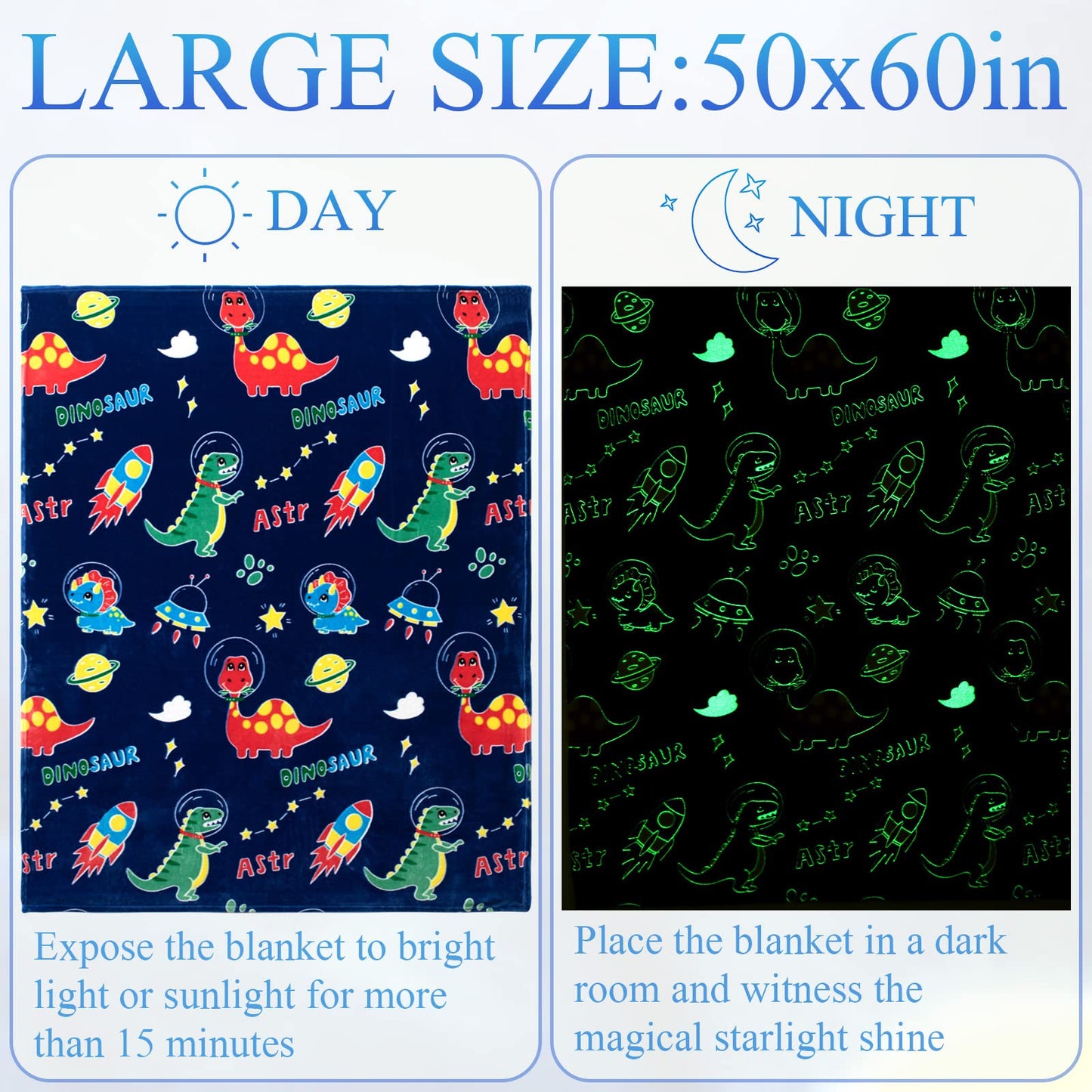 SALIMAH Glow in The Dark Blanket Unicorns Gifts for Girls, Toys for Girls Age 2 3 4 5 6 7 8 9 10 Year Old, Soft Kids Blankets Gifts for Grandkids Teens for Christmas Birthday, 50"x60" BST202