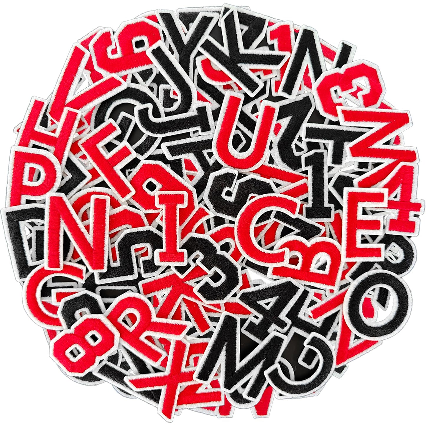 72Pcs Iron on Number and Letter Patches, Numbers 0-9, Letters A-Z Embroidered Applique Patches for Clothes, Skirts, Hats, Socks - Black BST220