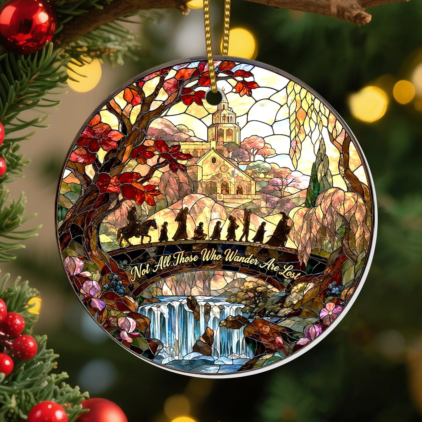 Stained Glass Snowy Owl Ornament – Artistic Ceramic Christmas Decoration for Bird Lovers, Holiday Keepsake Gift 2025 WN420