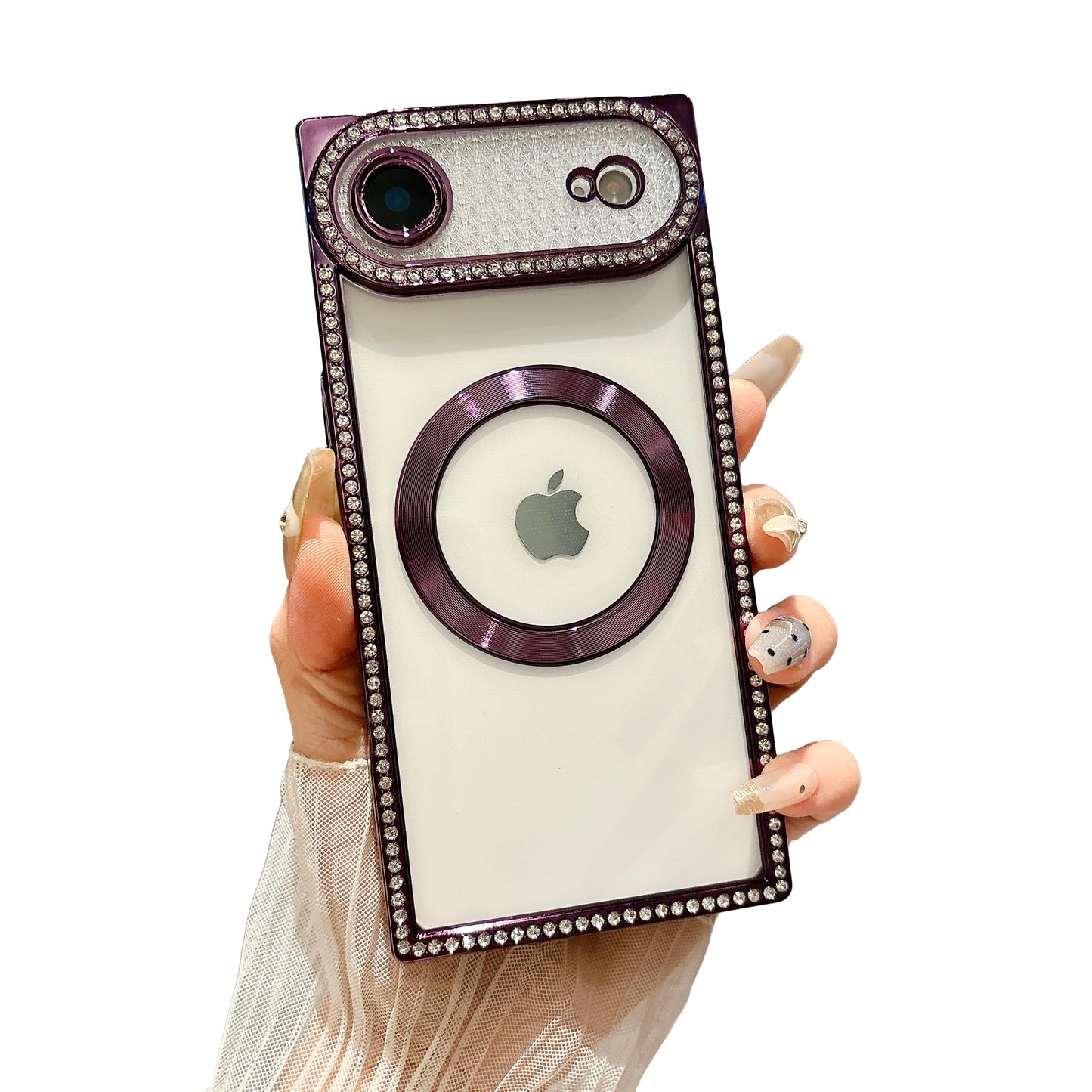 Owncase Magnetic for iPhone 13 Pro Case, Compatible with Magsafe, Crystal Diamonds Glitter Electroplated Edge Soft TPU Clear Phone Case for Women Girls, Gold WN420