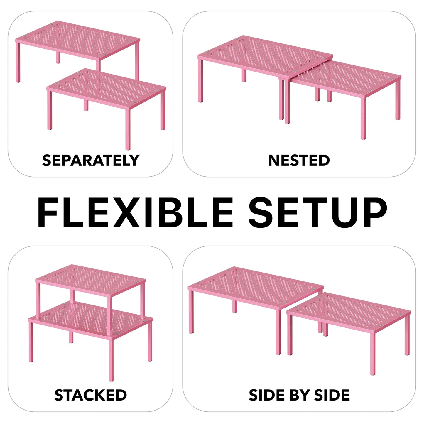 Simple Houseware Expandable Stackable Cabinet and Counter Shelf Organizer with Steel Surface, 9" D x 12.75" W x 5.9" H, Bronze