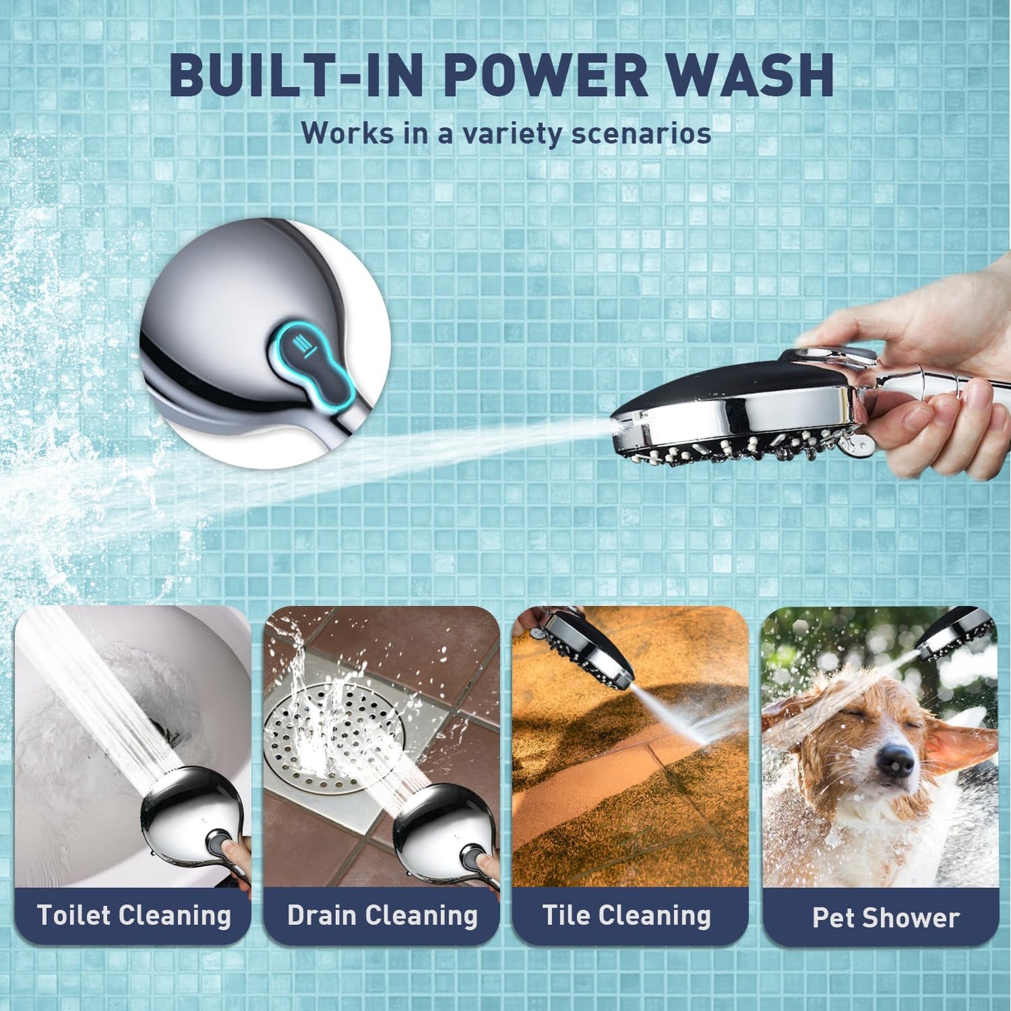 CWPW Filtered Shower Head with Handheld,High Pressure 9-Spray Showerhead - Water Softener with Filter Beads for Hard Water,Removes Chlorine, Reduces Dry & Itchy Skin,Anti-Clog Nozzles,Flow Regulation WN420
