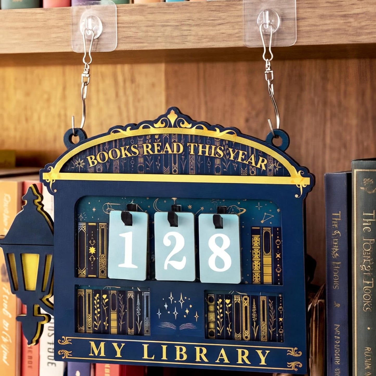 AceOrbit Back to School Books Read This Year Counter Constellation Stack of Books Read Tracker Wooden Hanging Book Counter Sign Astrology Bookshelf Decor Challenge Bookish Gifts for Book Lover Teacher BST202