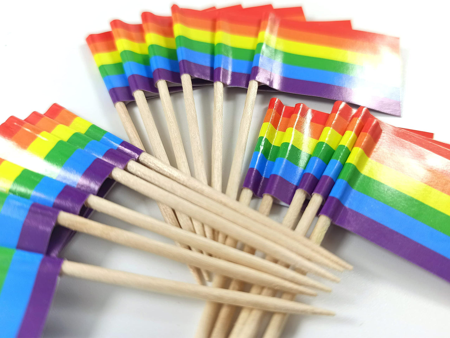 JBCD Rainbow Gay Pride Toothpick Flag Mini Small LGBT Cupcake Topper Flags, 100 pcs BST220