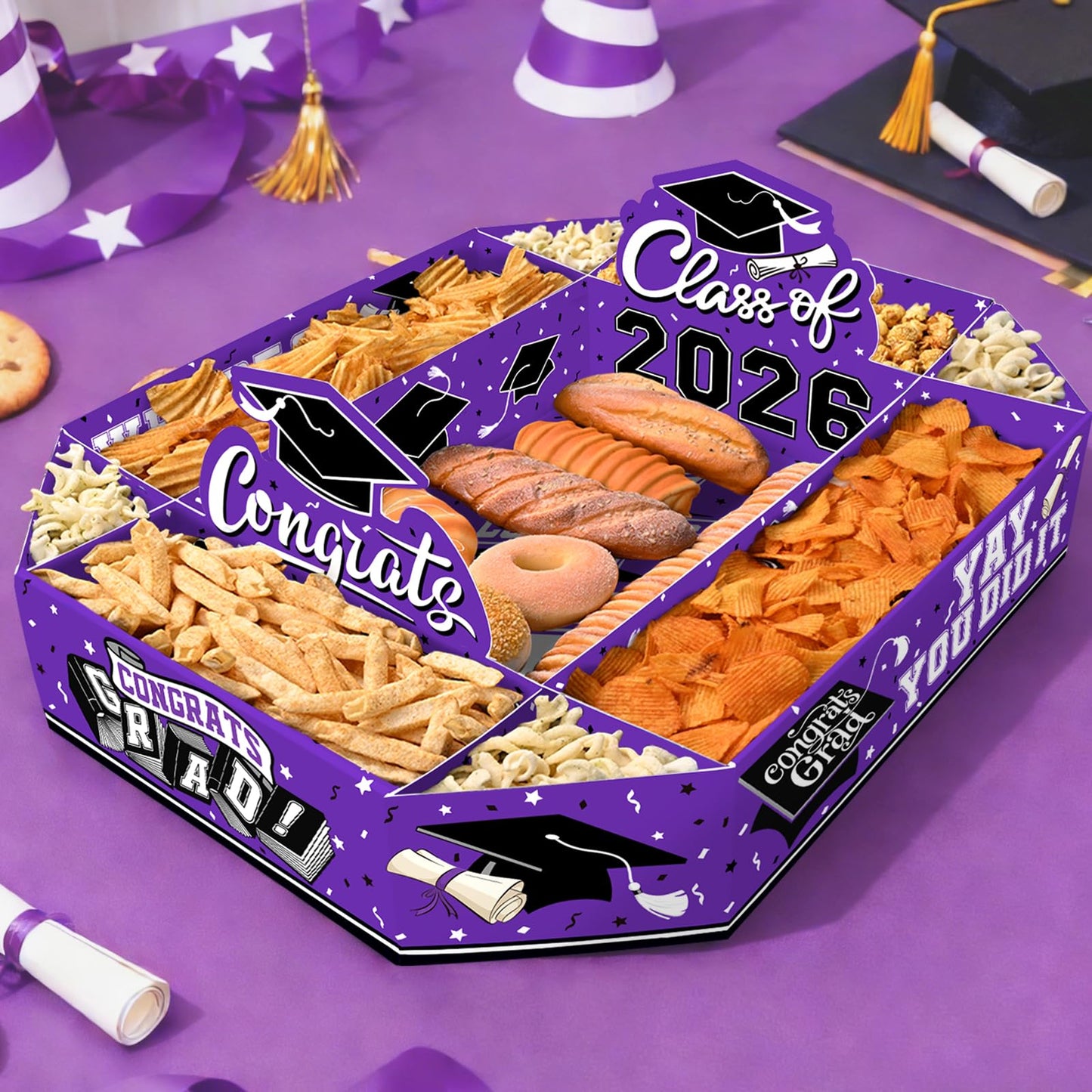Gatherfun 2026 Graduation Party Supplies Kit - Class of 2026 Decor Set with Congrats Grad Food Trays, Graduation Decorations & Favors for a Memorable Grad Party（Red & Black） BST326H