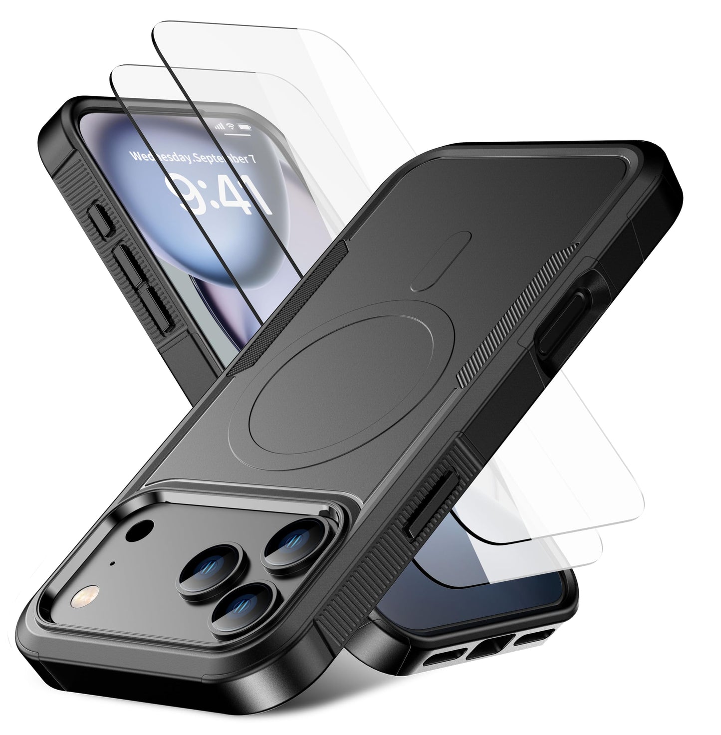 Magnetic for iPhone 17 Air Case [Compatible with MagSafe] [Shockproof] [Heavy Duty Protection] Pocket-Friendly & Tough Non-Slip Protective Phone Cover for iPhone 17Air 6.6", Black WN420