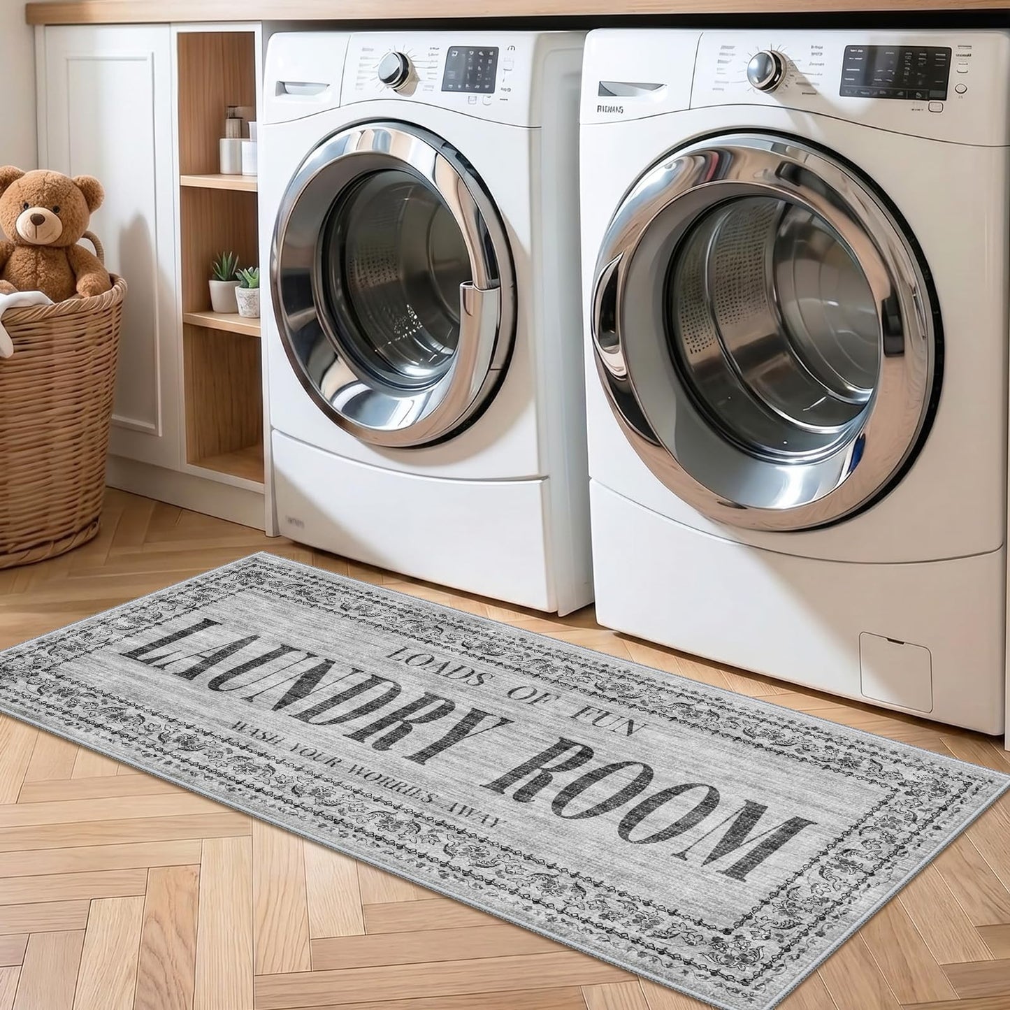 TOPRUUG 2x8 Kitchen Runner Rug: Non-Slip Kitchen Rugs Stain Resistant Kitchen Mats for Floor Low-Pile Carpet for Sink Soft Kitchen Runners Non Skid Washable 8 ft Mat Home Decor 2'x8' Beige BST202