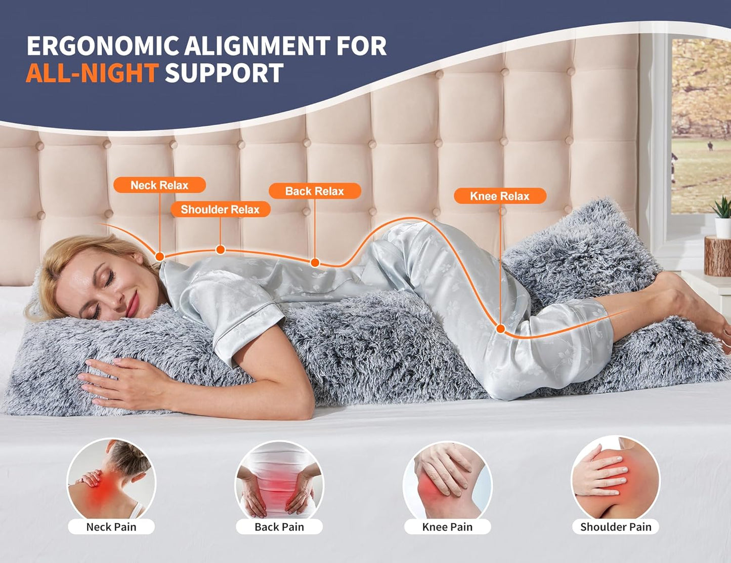 WSOFRLAC Fluffy Full Body Pillow for Adults 20x54 93