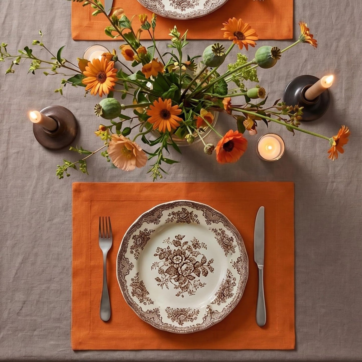 Solino Home 100% Linen Square Placemats White, Fete 14 x 14 in, Set of 4 | Square Table Mats square place settings for daily and festive dining; neatly mitered corners; Pure Linen; OEKO-TEX Certified BST326SOLH
