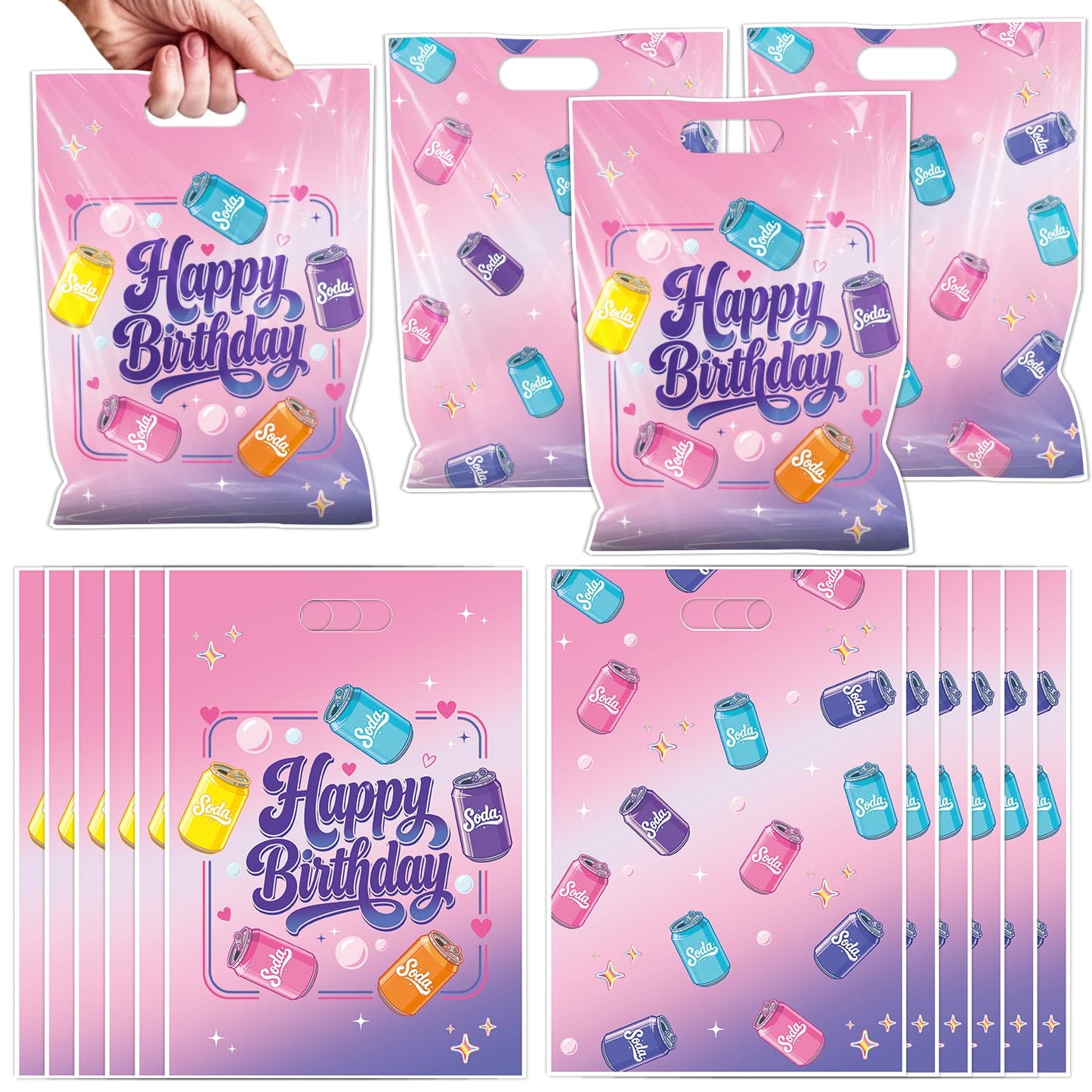 Falueqg Hibachi Party Decorations - 50 Pcs Hibachi Japanese Goodie Candy Gift Bags Fans Cherry Blossom Patterns Party Favors for Chinese Japanese Birthday Baby Shower Decor BST326H
