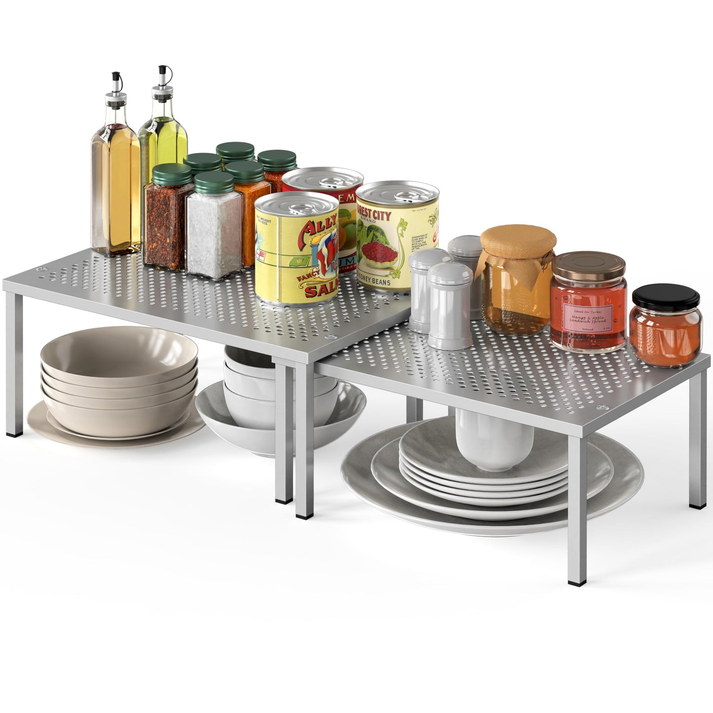 Simple Houseware Expandable Stackable Cabinet and Counter Shelf Organizer with Steel Surface, 9" D x 12.75" W x 5.9" H, Bronze