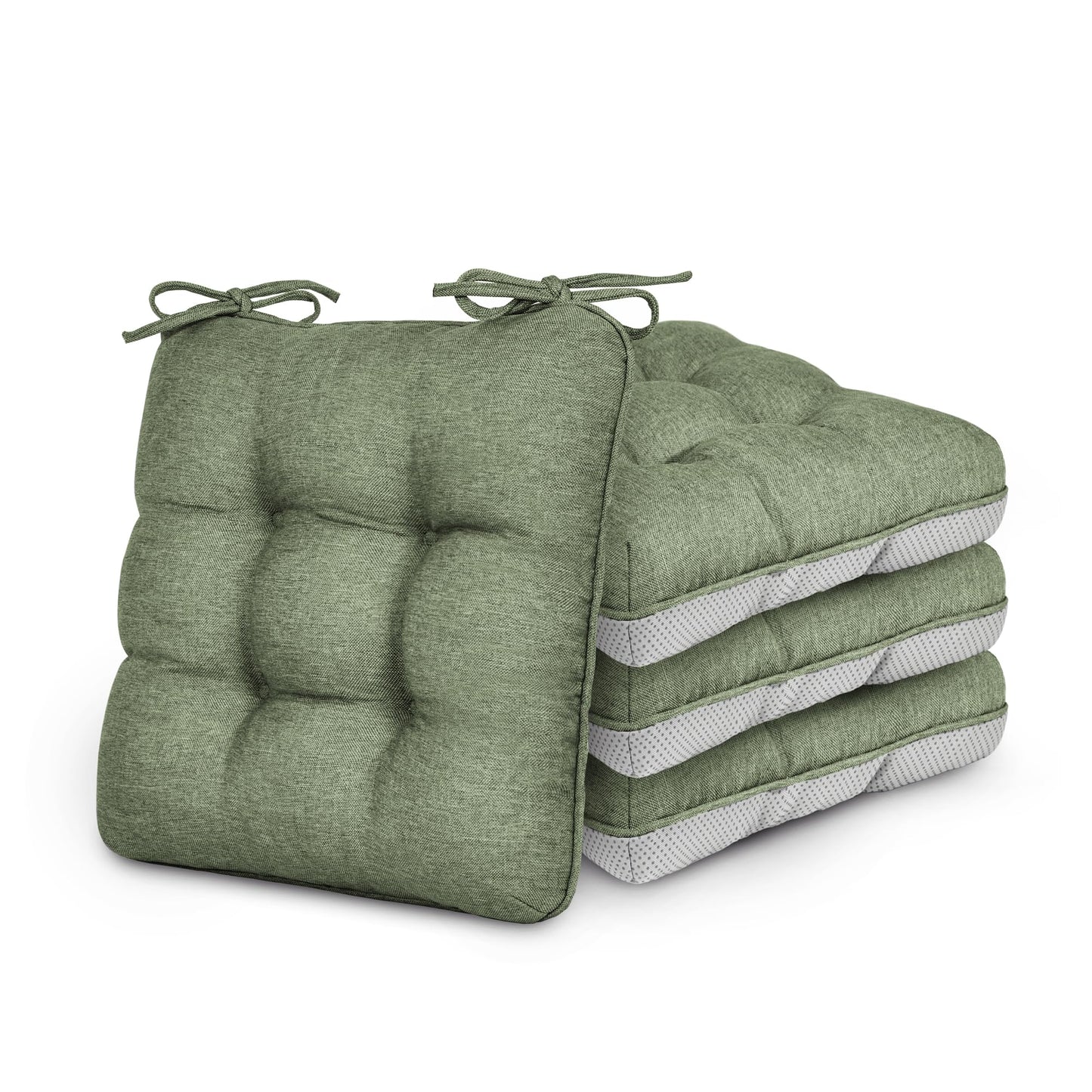 Love's cabin Memory Foam Chair Cushions Set of 4, 15.5"x15.5"x3.5" Indoor & Outdoor Seat Pads for Dining, Kitchen, Office, Patio Chairs - Green BST220