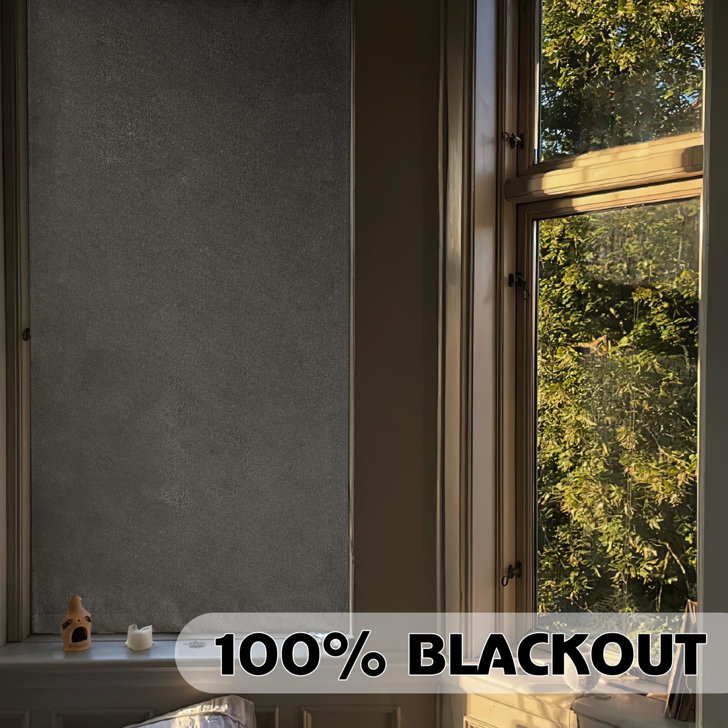 RYB HOME Grey Classroom Door Linen Curtain for Small Window, 100% Blackout Shades Lightweight for French Door Window, W 8 x L 36 Room Darkening Privacy Curtains Tie up Shade, 1 Panel BST220