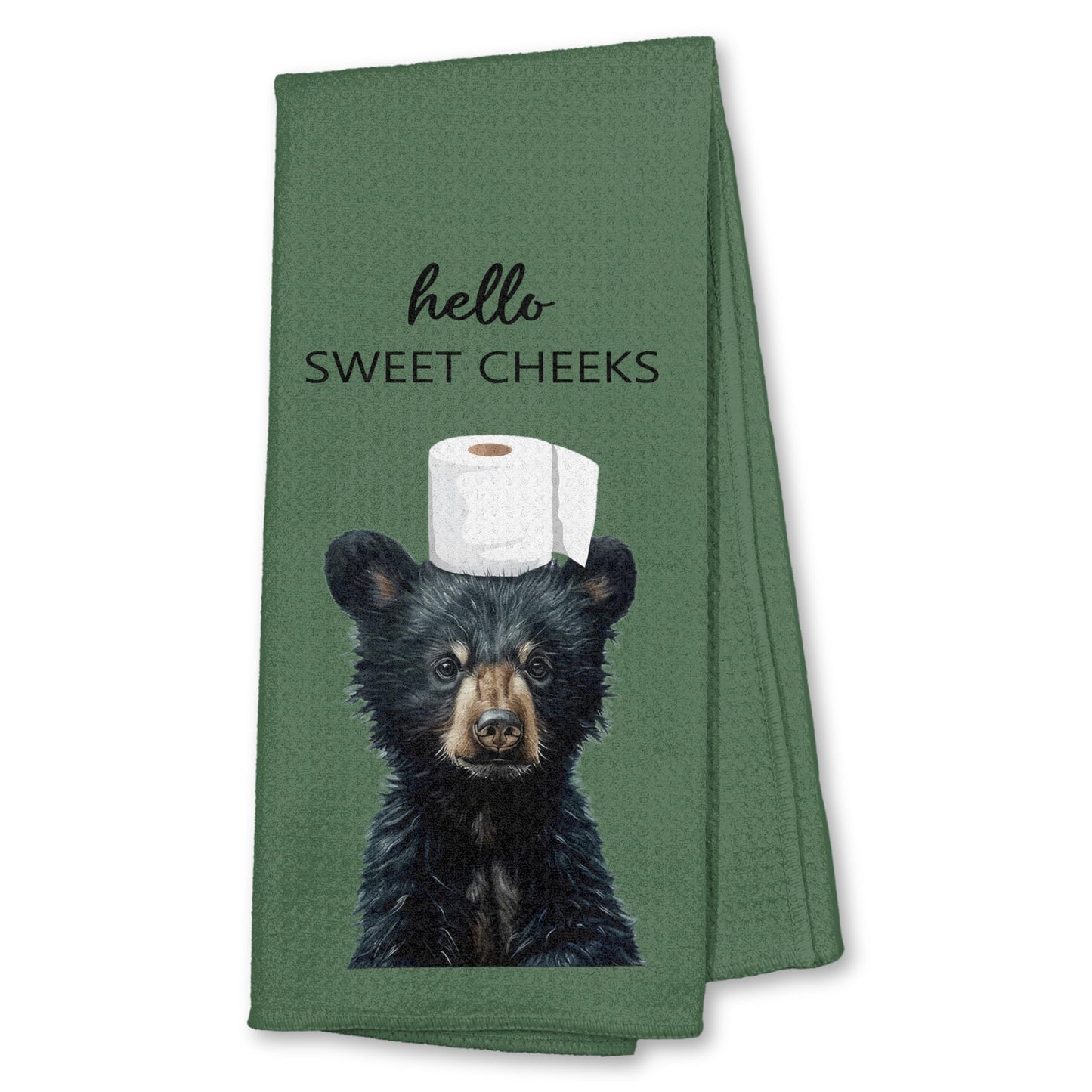 Funny Bear Bathroom Hand Towels Set of 2, Hello Sweet Bear Bathroom Decor, Funny Wild Animal Hand Towels for Washroom Restroom Decor, 16x24 Inch BST326L