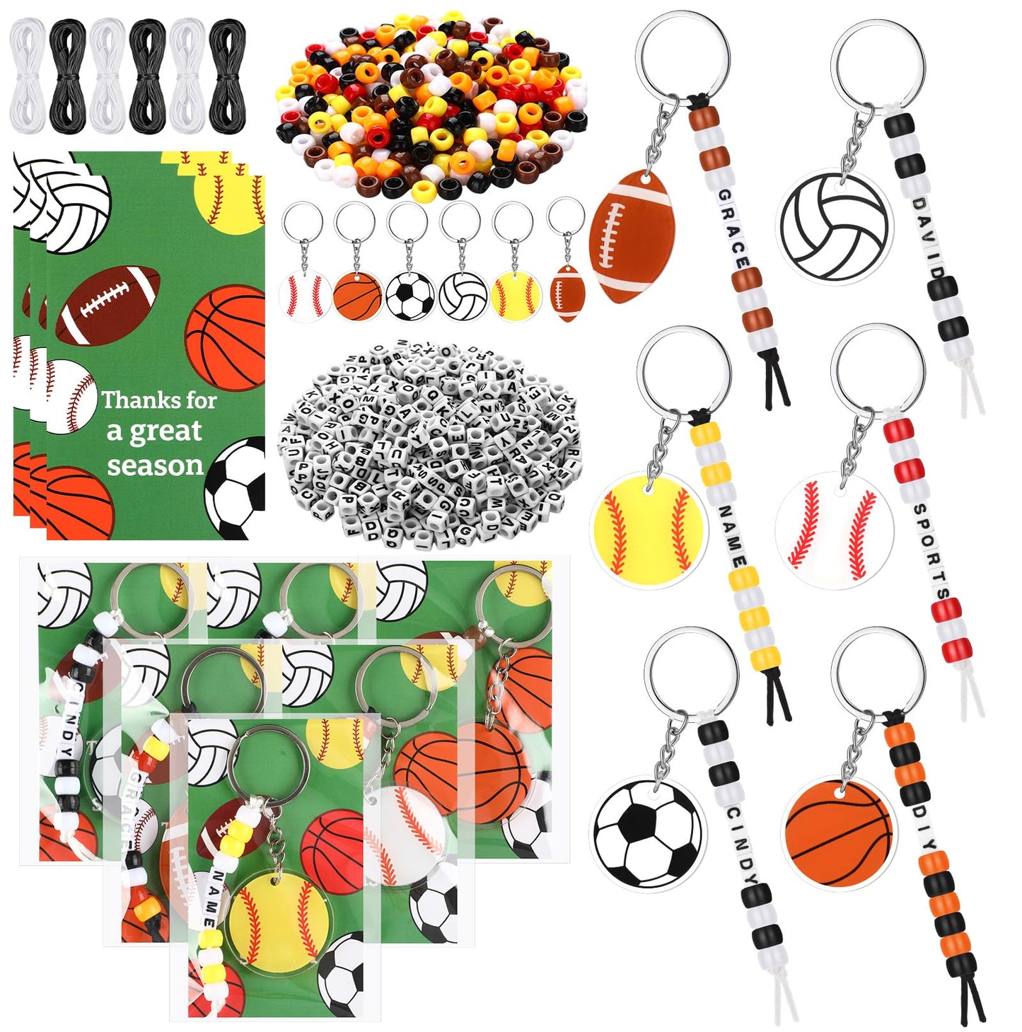 Suncalla 984 Pcs 24 Set Dinosaur Nugget Keychain Making Kit DIY Valentine's Key Chain Crafts Bead Adjustable Letter Beads Cards Strings Kit Gift Backpack Accessories Party Favors(Cute Color) WN420