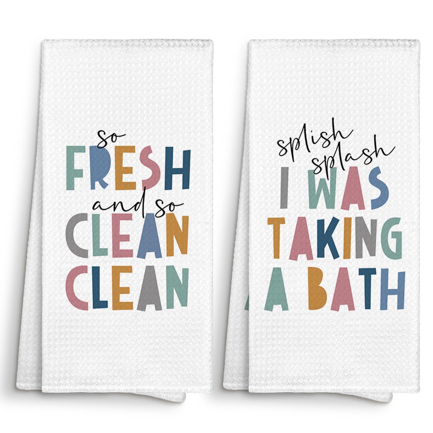 Kids Nursery Bathroom Decor Hand Towels 16x24 Set of 2, Wash Hands Brush Teeth Decorative Towels Gifts for Kids Baby Toddlers, Boho Flush Toilet Bathroom Kitchen Hand Towel Decor BST220
