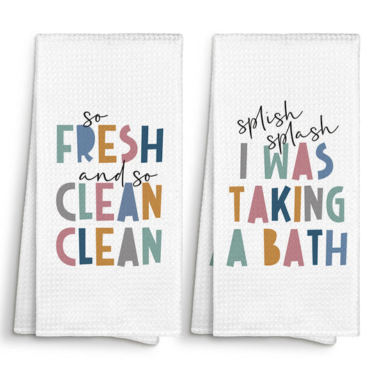 Kids Nursery Bathroom Decor Hand Towels 16x24 Set of 2, Wash Hands Brush Teeth Decorative Towels Gifts for Kids Baby Toddlers, Boho Flush Toilet Bathroom Kitchen Hand Towel Decor BST220