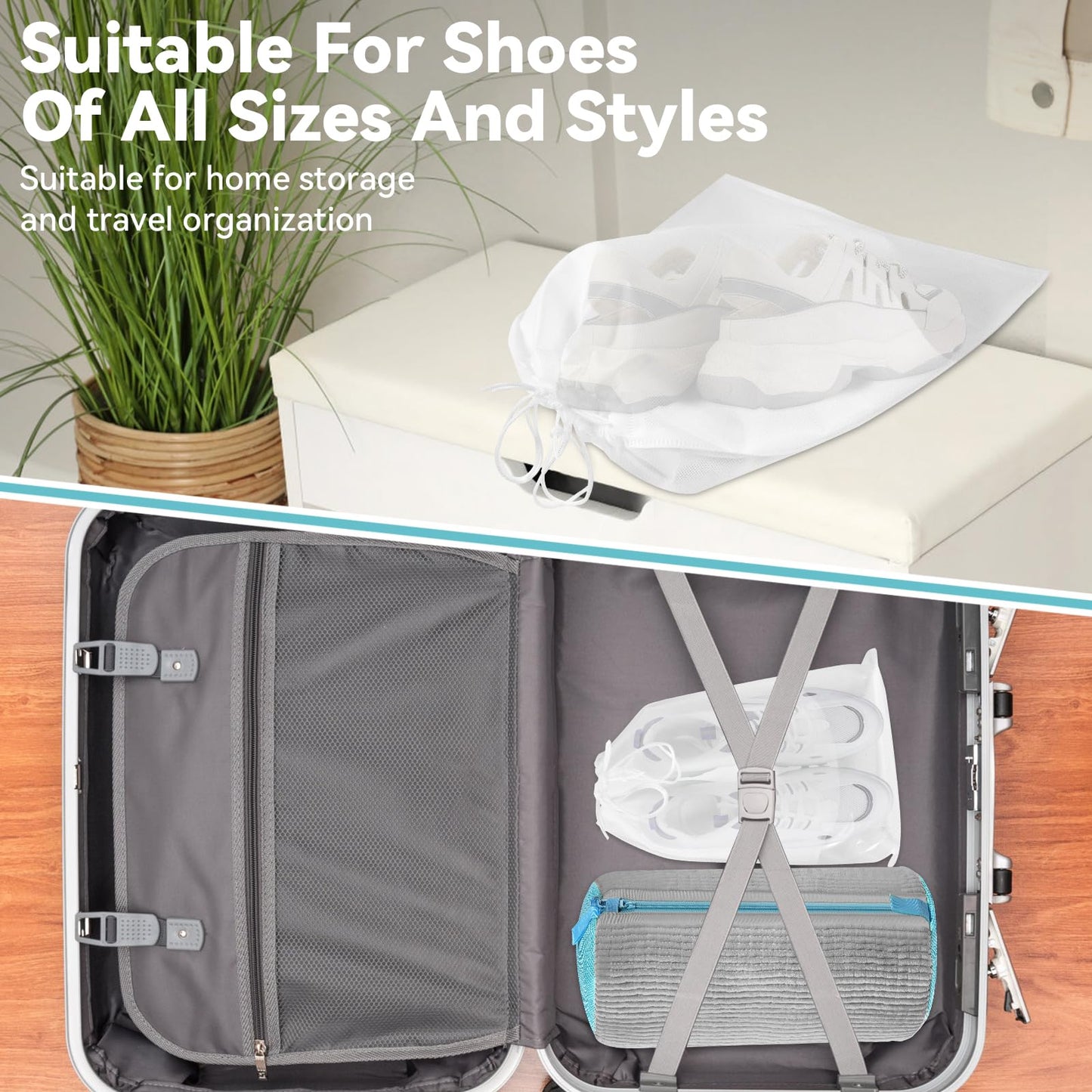 Shoe Washing Machine Bag, 2 Pack Green Shoe Bag for Washing Machine for Sneakers with Safety Hook Zipper, Reusable Shoe Laundry Bags BST326H
