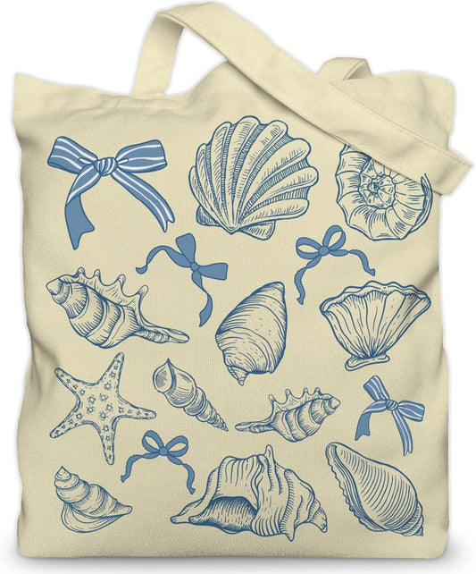 Aesthetic Canvas Tote Bag for Women with Inner Pocket – Cotton Cloth Totes Bag with Pattern BST326H