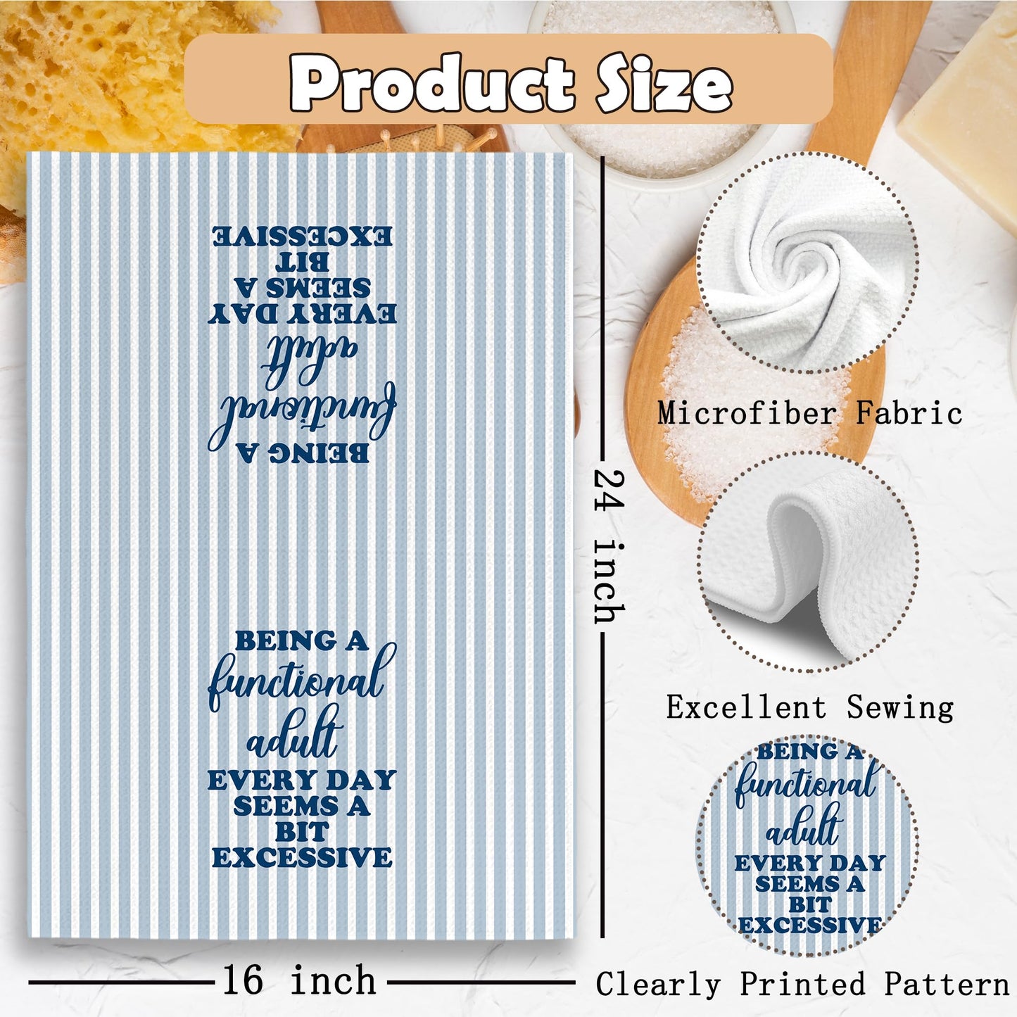 Funny Kitchen Towels Dish Towel Dishcloth 16x24 Inches, Funny Dish Towels with Sayings Towel Decorative Absorbent Hand Tea Towels for Kitchen Bathroom Decor, Humorous Gifts for Women Men BST326L