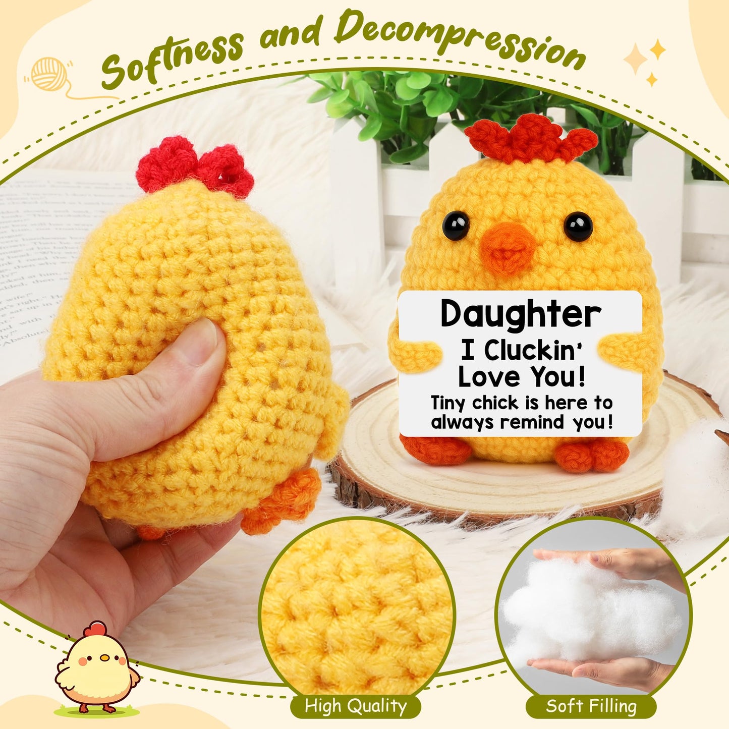 Grandma Birthday Gifts from Grandkids, New Grandma Grandmother I Love You Gift, Grandparents Day Gifts for Grandmas Grandmother Nana Gigi, Christmas Stocking Stuffers Funny Handmade Crochet Chicken BST220