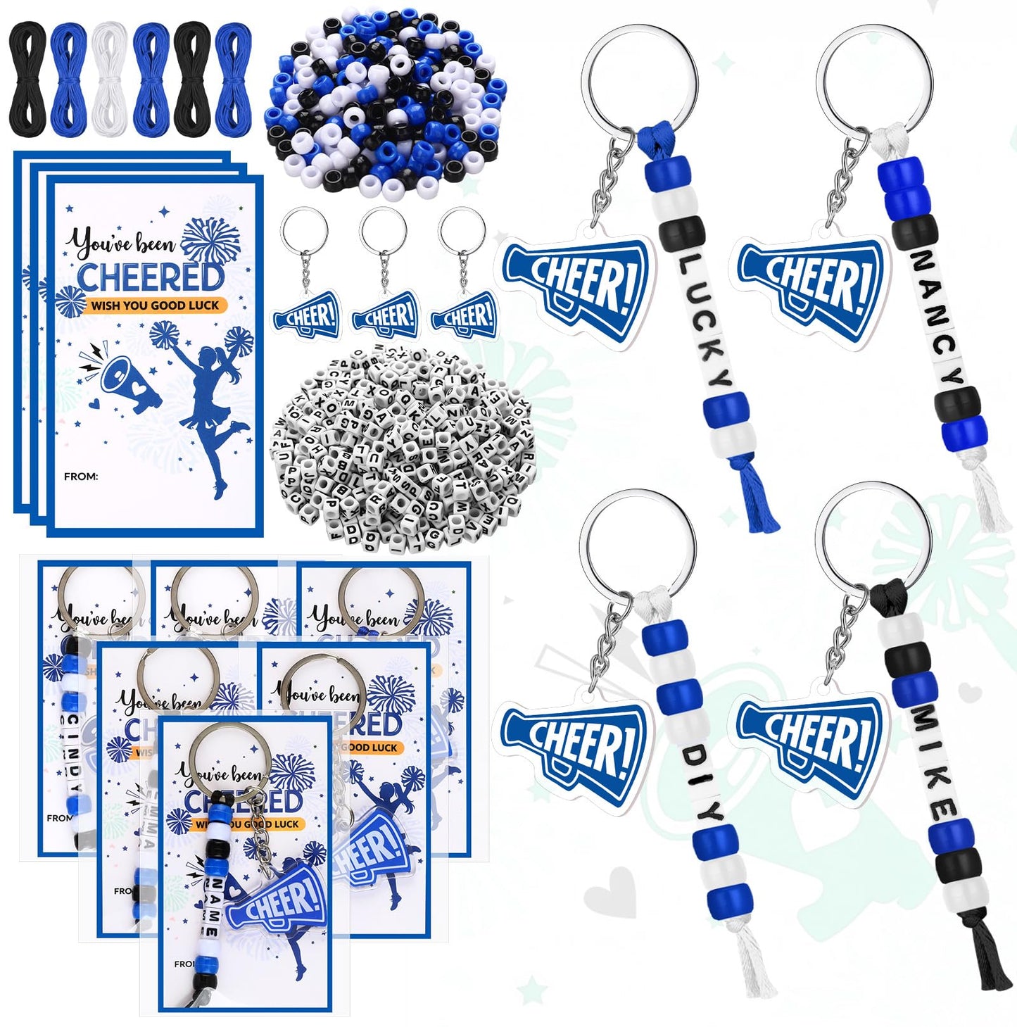 Suncalla 984 Pcs 24 Set Dinosaur Nugget Keychain Making Kit DIY Valentine's Key Chain Crafts Bead Adjustable Letter Beads Cards Strings Kit Gift Backpack Accessories Party Favors(Cute Color) WN420