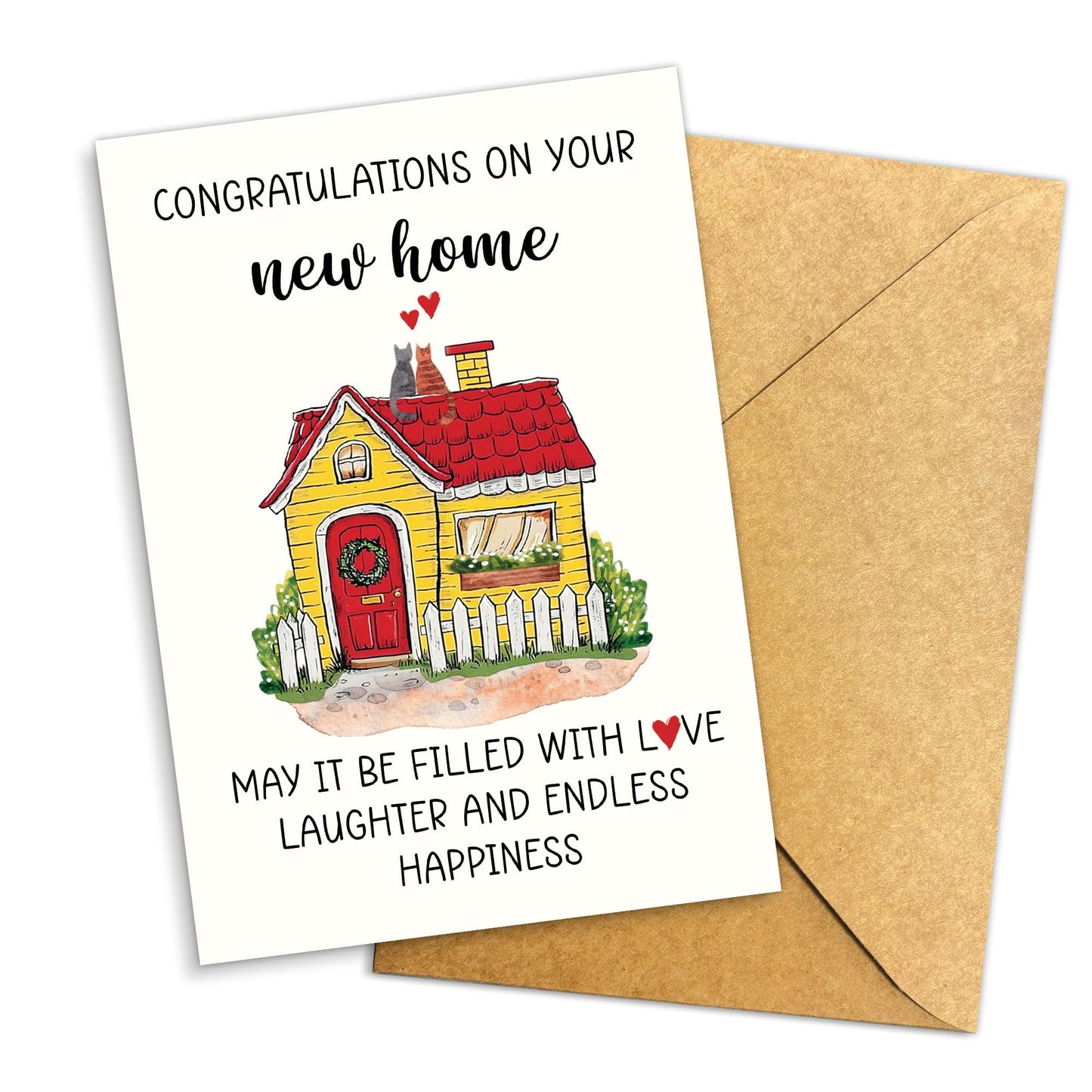 Congrats on Your New Home Housewarming Greeting with Gold Lettering and Key Design, Funny Congratulations Gift for New Homeowners, First-Time Buyers, Friends, Neighbors, Real Estate Clients Single 5.3''x8'' with Envelope BST326L