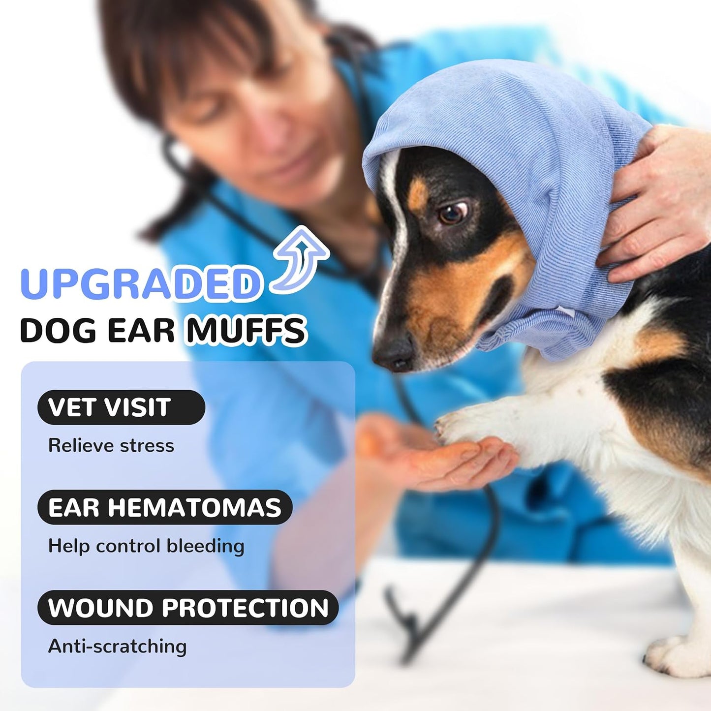 PUMYPOREITY No Shake Dog Ear Cover for Anxiety Relief, Adjustable Headband for Hematoma, Grooming and Force Drying, Pet Thunderstorms Ear Protection, Comfort Hoodie for Anxiety WN420