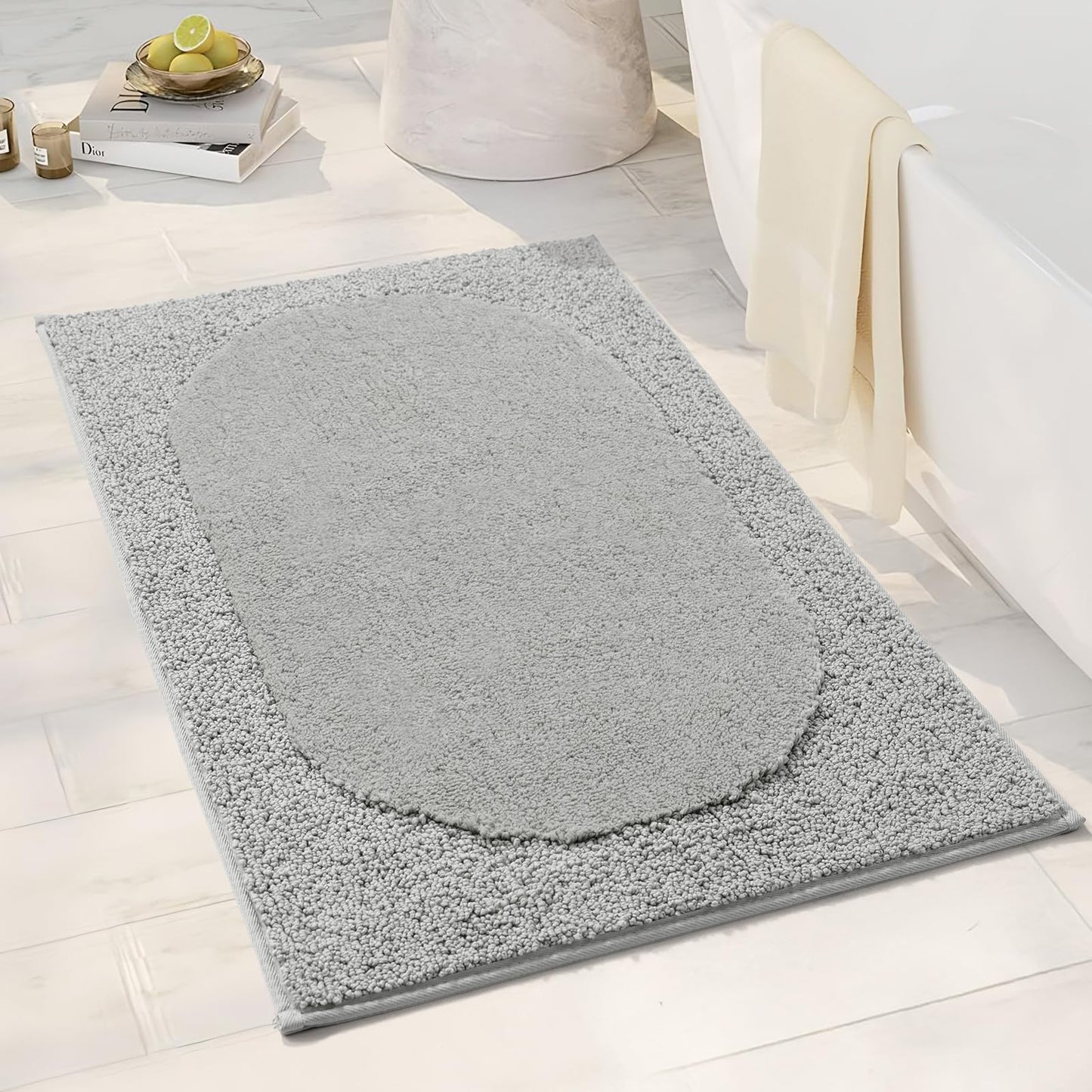 DEXDE Bathroom Rugs Non-Slip Mat for Bathroom Floor Shower,24x16 Beige | Thick Soft Absorbent Bath Mat, Quick Dry Microfiber Rug, Machine Washable Shower Floor Bathroom Mat Home Decor Accessories BST220