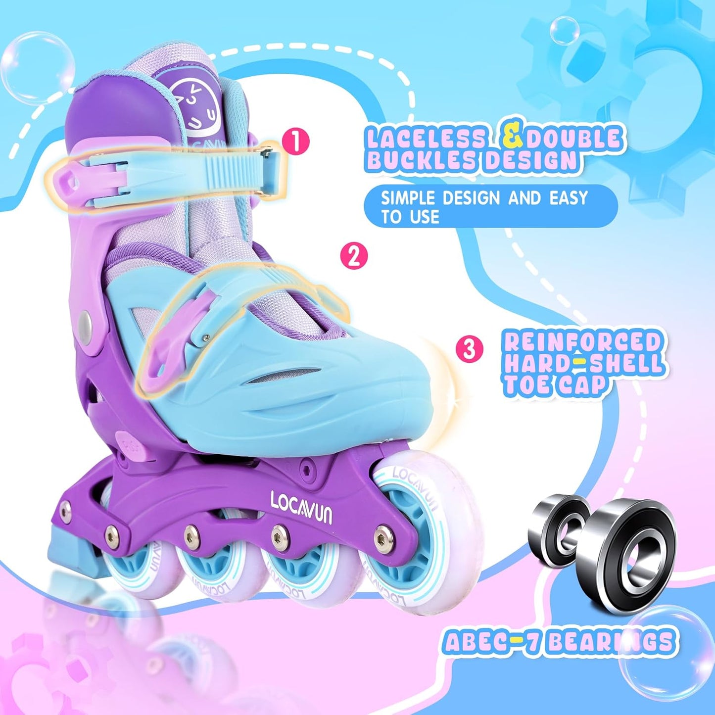 Locavun Inline Skates for Girls Size Small 65