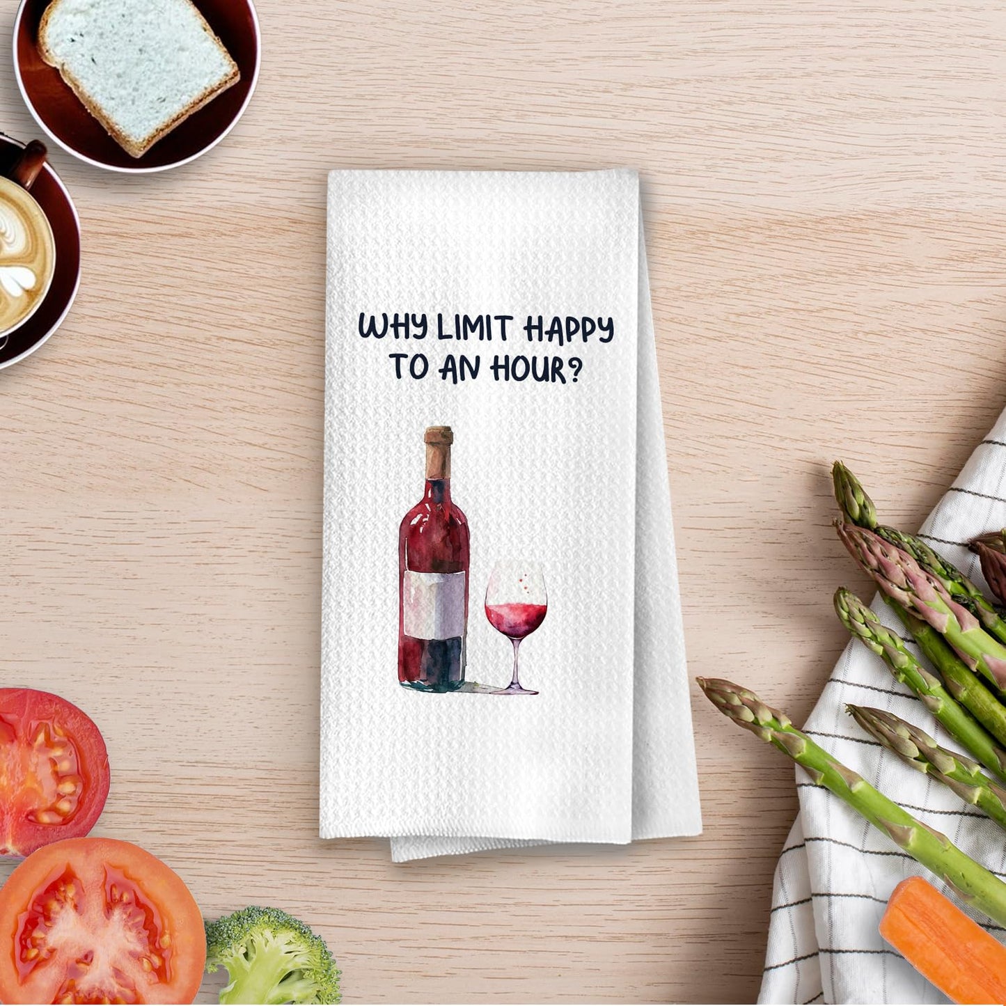 Funny Wine Kitchen Decor - Wine Gifts Waffle Dish Towels for Kitchen, Hostess Gifts Hand Towels, Housewarming Gift Tea Towel, 16x24 Inch BST220