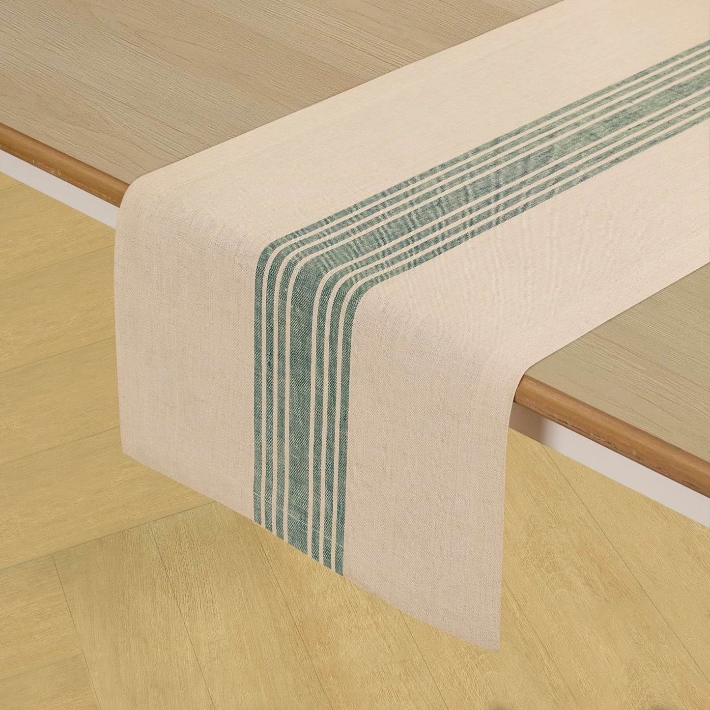 Solino Home 100% Linen Table Runner, 14 x 60 in, Black and White Striped | Farmhouse Table Runners for dining, console and side tables; vintage grain sack centre stripe; Pure Linen; OEKO-TEX Certified BST326SOLH