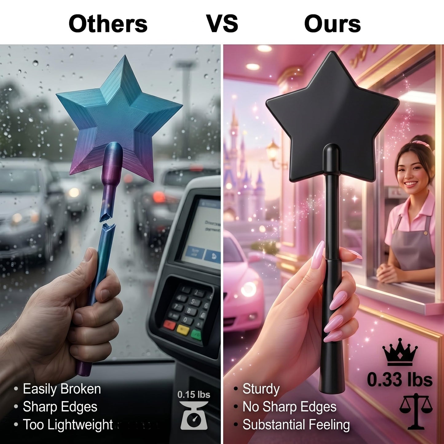 Fairy Pay Credit Card Wand - 14.2" Magic Tap to Pay Debit Card Holder | Contactless Payment Gift for Women with Long Nails at Fast Food Drive Thru & Coffee Shops BST202
