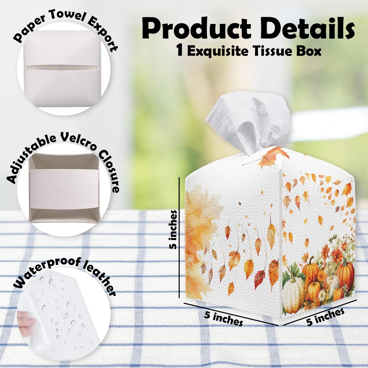 Spooky Tissue Box Cover Square - Ghosts & Bats Tissue Box Holder - Halloween Pumpkin Facial Paper Organizer Dispenser for Home Car Bathroom Office Bedroom Desk Tabletop Supplies & Decor - A11 BST220