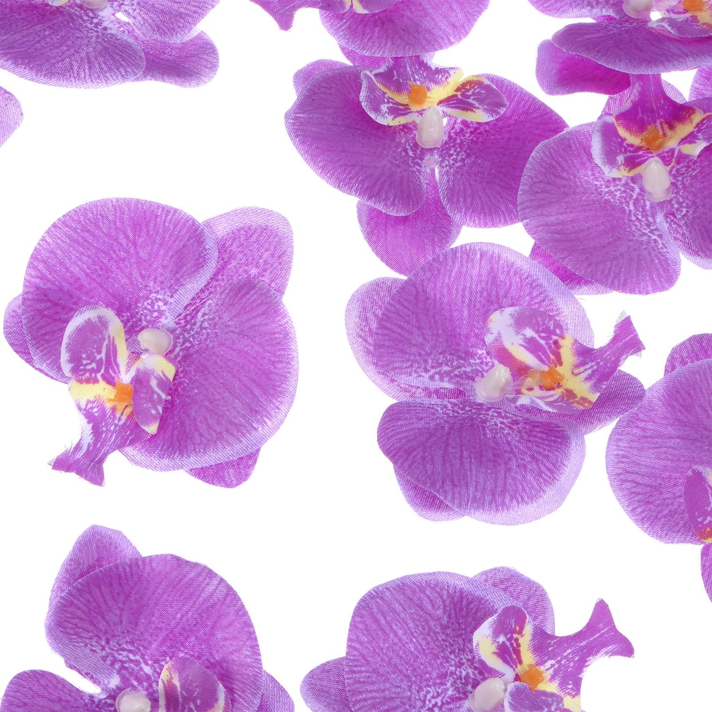 M METERXITY 20-Pack Artificial Orchid Flower Heads, Silk Faux Butterfly Flowers Head for Wedding/Bouquet/Bridal/Party Decor, Fake Phalaenopsis Petals Bulk [2.76 Inch, Dark Purple] BST220
