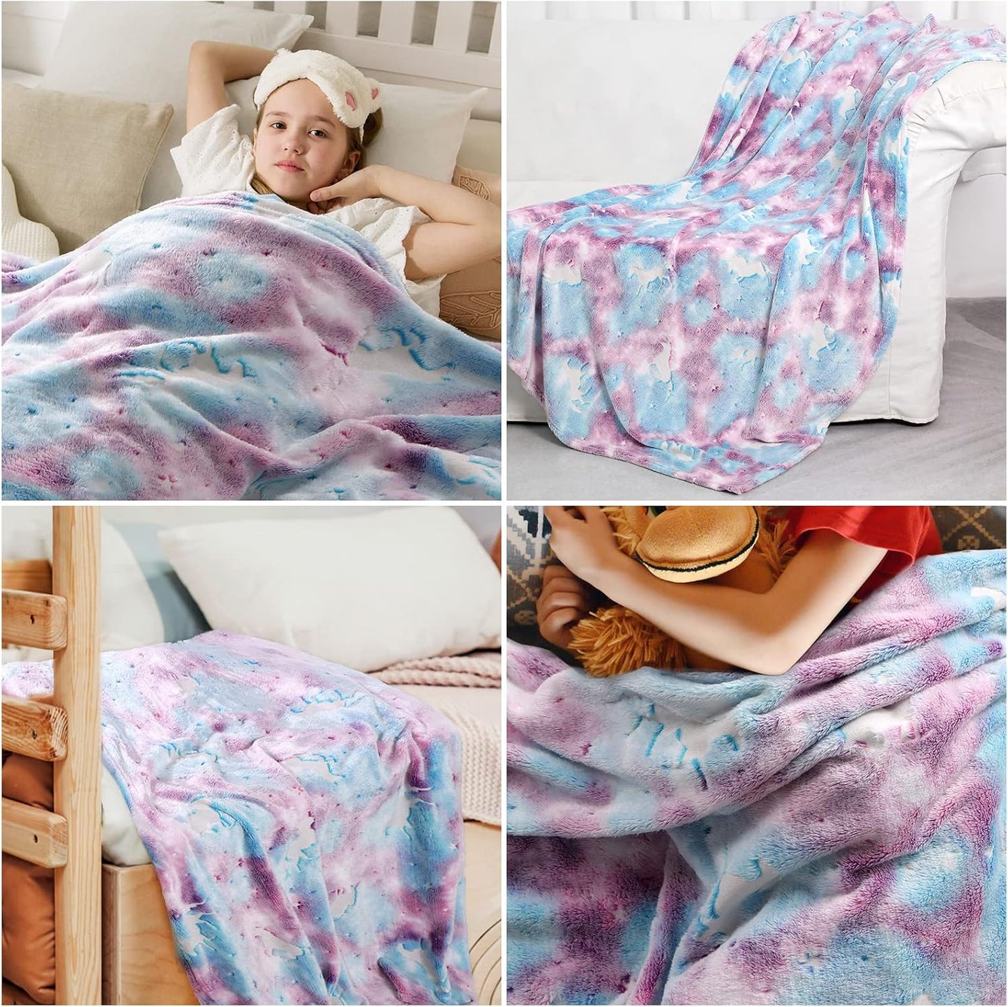 SALIMAH Glow in The Dark Blanket Unicorns Gifts for Girls, Toys for Girls Age 2 3 4 5 6 7 8 9 10 Year Old, Soft Kids Blankets Gifts for Grandkids Teens for Christmas Birthday, 50"x60" BST202