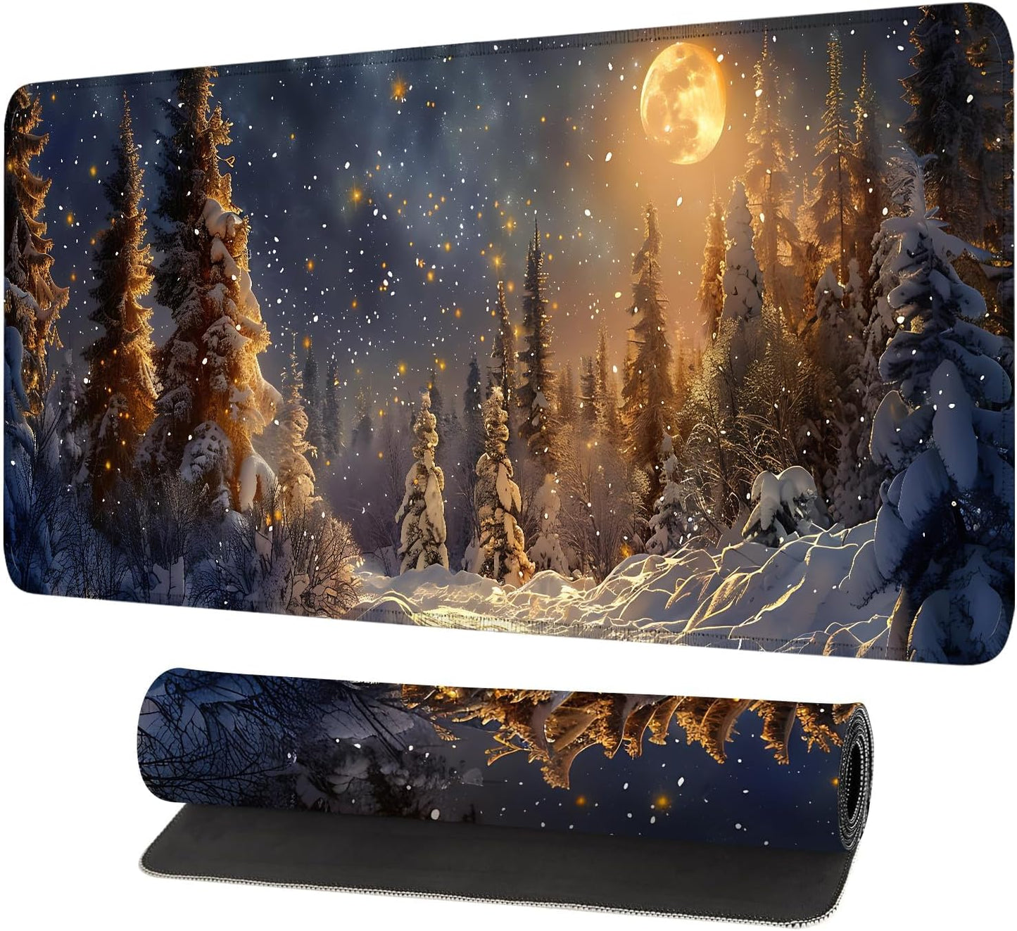 Mouse Pad Gaming Mousepad 31.5 x 11.8in Large Mouse Pad for Keyboard and Mouse with Anti-Slip Rubber Base, Keyboard Pad XL Mouse Mat for Home and Office,Snowy Forest WN420