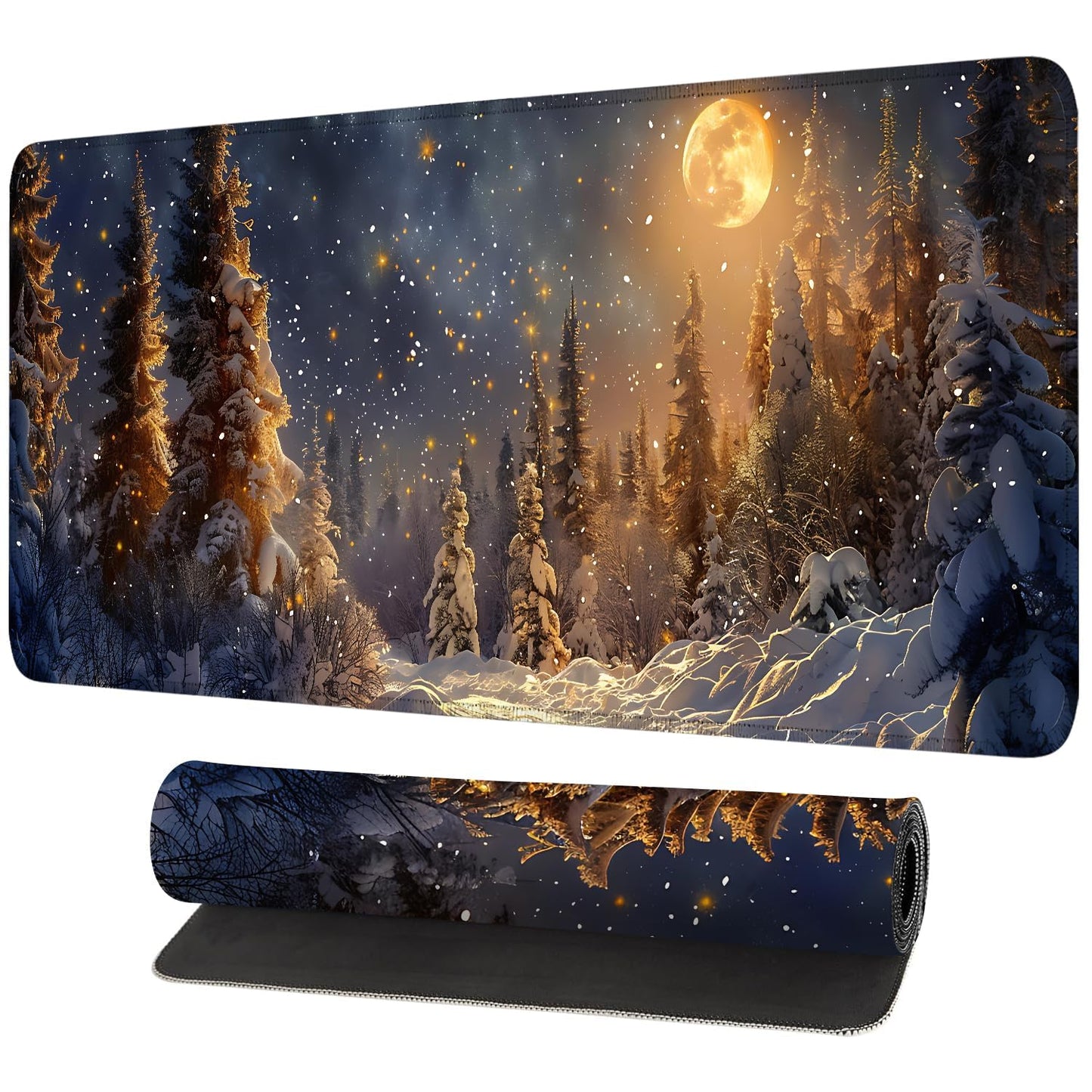 Mouse Pad Gaming Mousepad 31.5 x 11.8in Large Mouse Pad for Keyboard and Mouse with Anti-Slip Rubber Base, Keyboard Pad XL Mouse Mat for Home and Office,Snowy Forest WN420