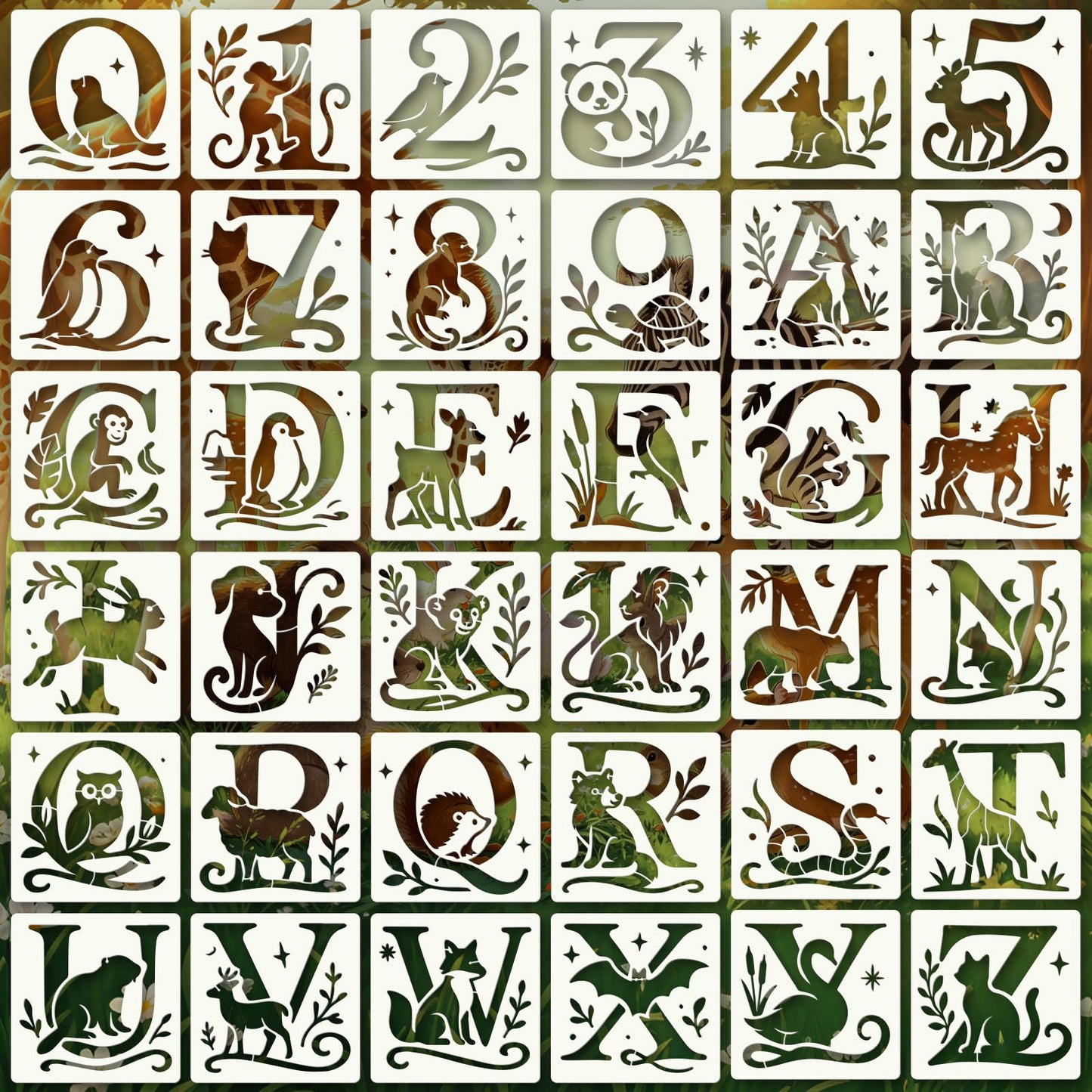 Letter Stencils for Crafts Reusable 42Pcs Number Stencils(5 Inch Font) | DIY Art Painting Stencil Furniture Decor Kit for Wood Embroidery Wall Silk Screen Journaling BST202