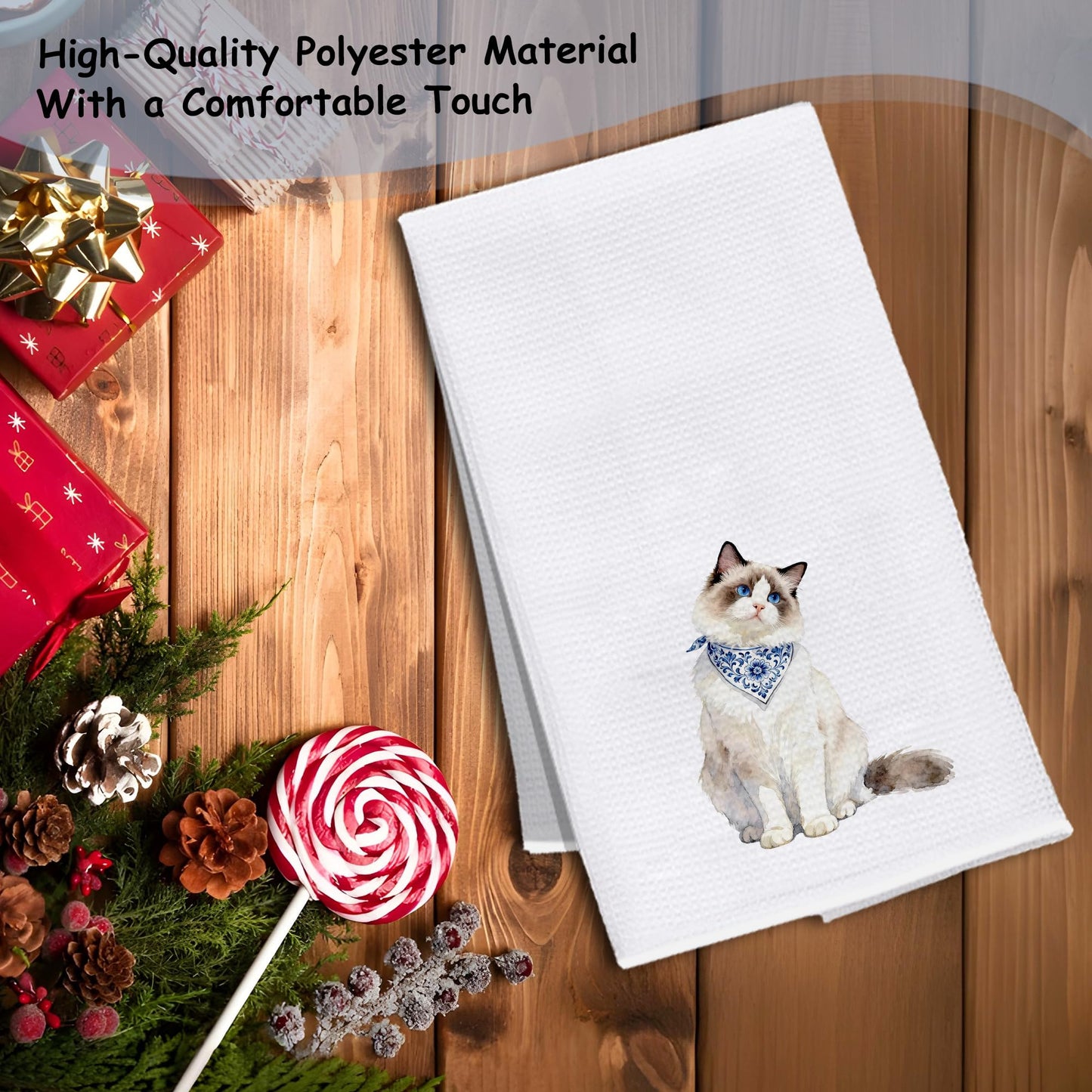Blue and White Chinoiserie Orange Cat Bathroom Hand Towels, Orange Cat Gifts, Funny Oriental Kitty Decorative Hand Towels Bathroom Restroom Washroom Yoga Spa Zen Decor, 16x24 Inch BST326L