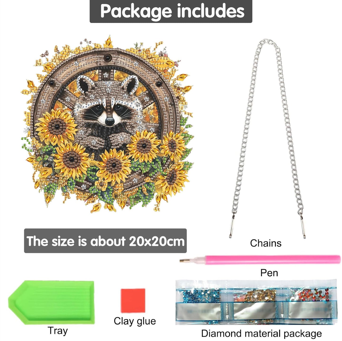 Bimkole Cat Diamond Art Hanging Kit for Adult, DIY 5D Animals Diamond Art Painting Window Pendant, Acrylic Crystal Art Hanging Ornament for Wall Home Garden Front Door Decor - 7.8x7.8 Inch BST220