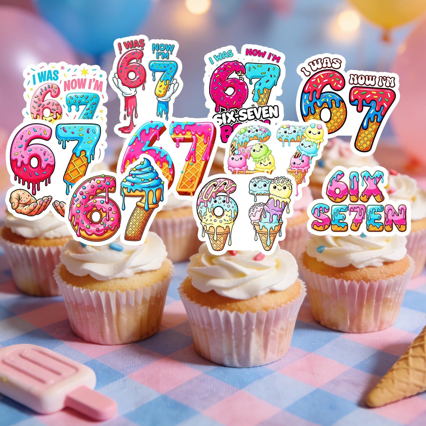 Baseball Birthday Party Decorotions - 24 PCS Ice Cream Drip Baseball Theme Cupcake Toppers, Boys Girls Sports Birthday Party Decorotions Supplies BST326L