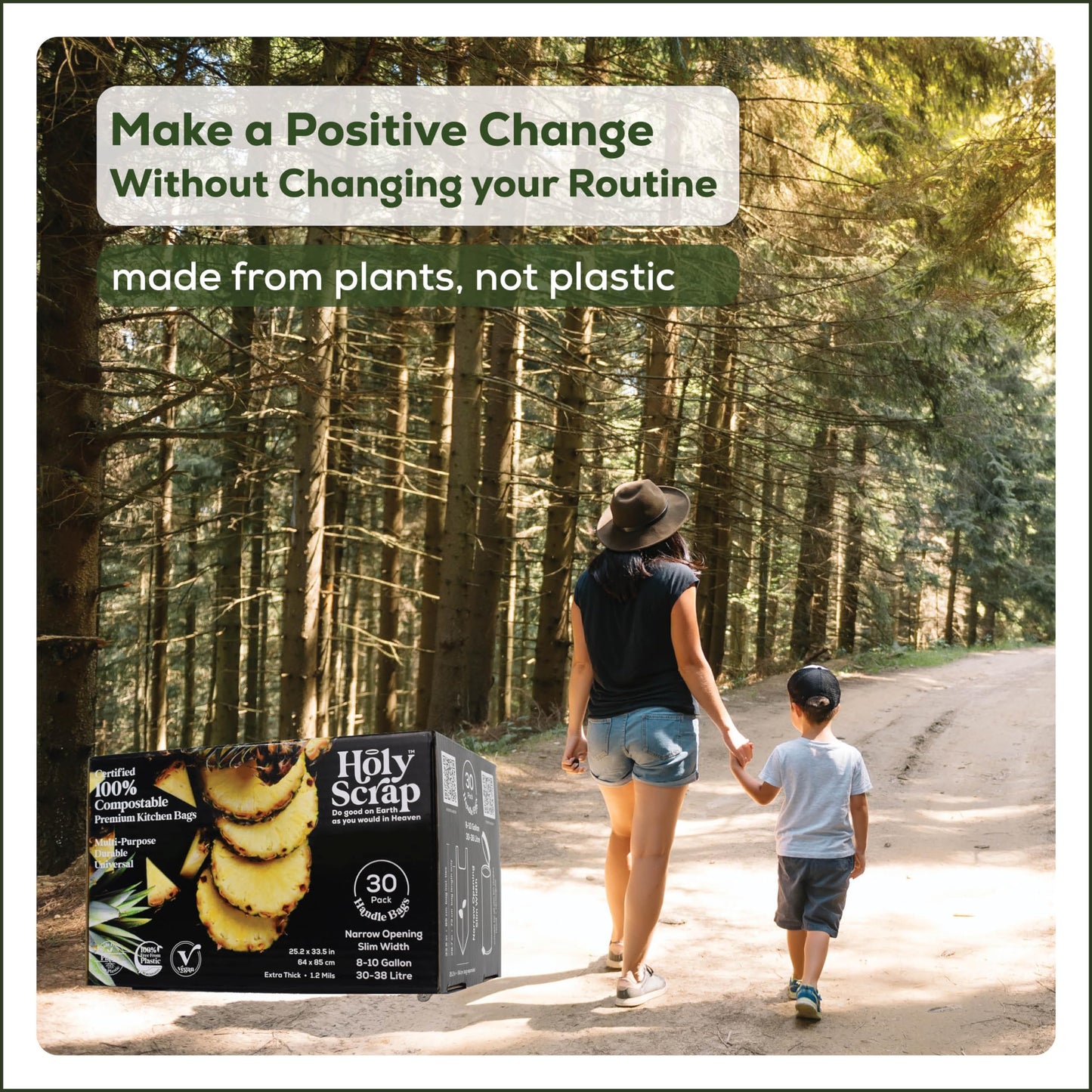 Small Compostable Trash Bags - 2.6 Gallon, 100 Pack, 100% Plastic-Free Decomposing Kitchen Food Waste Trash Can Bags & Liners, Thick Countertop Garbage, Bathroom & Bio Bin Bags