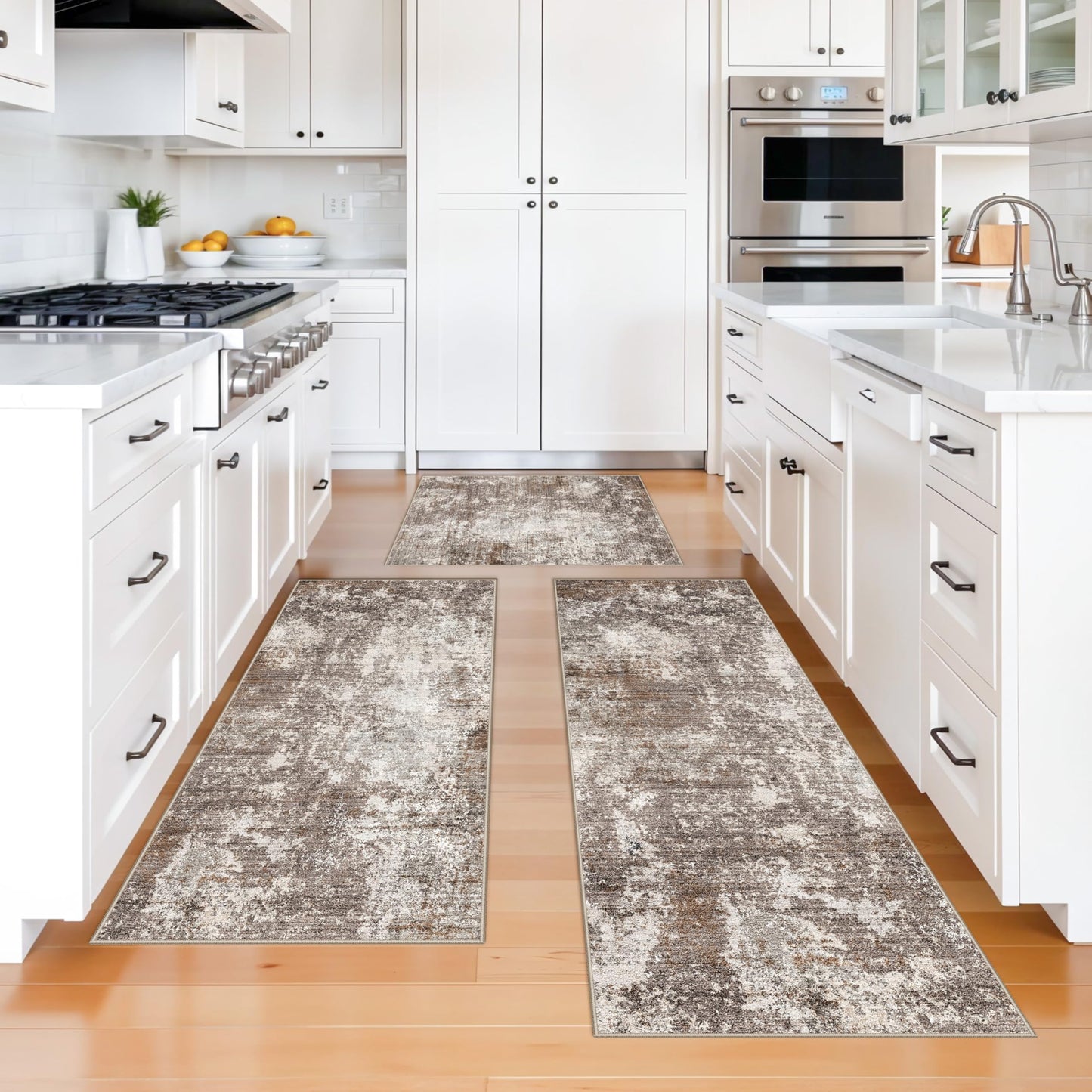 2x3 Washable Entryway Rug – Non-Slip Modern Abstract Neutral Small Throw Area Rug for Kitchen, Bedroom – Soft Low Pile Thin Indoor Door Mat（Black Grey,2x3） BST326H