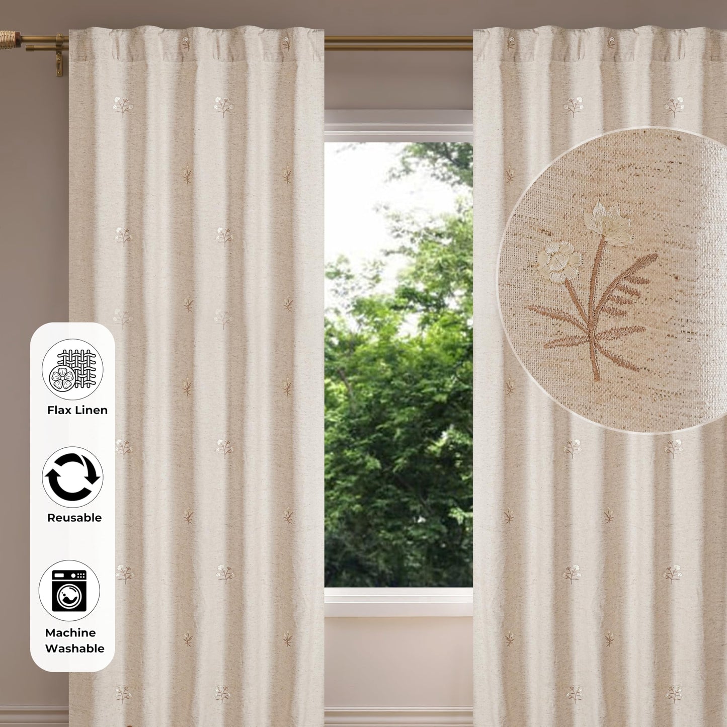 Bedding Craft Curtains 63 Inch Length - White Poly Cotton Slub Drapes with Tab Top, Set of 2, Ideal for Bedroom, Living Room, and Office_ 50x63 inch BST220